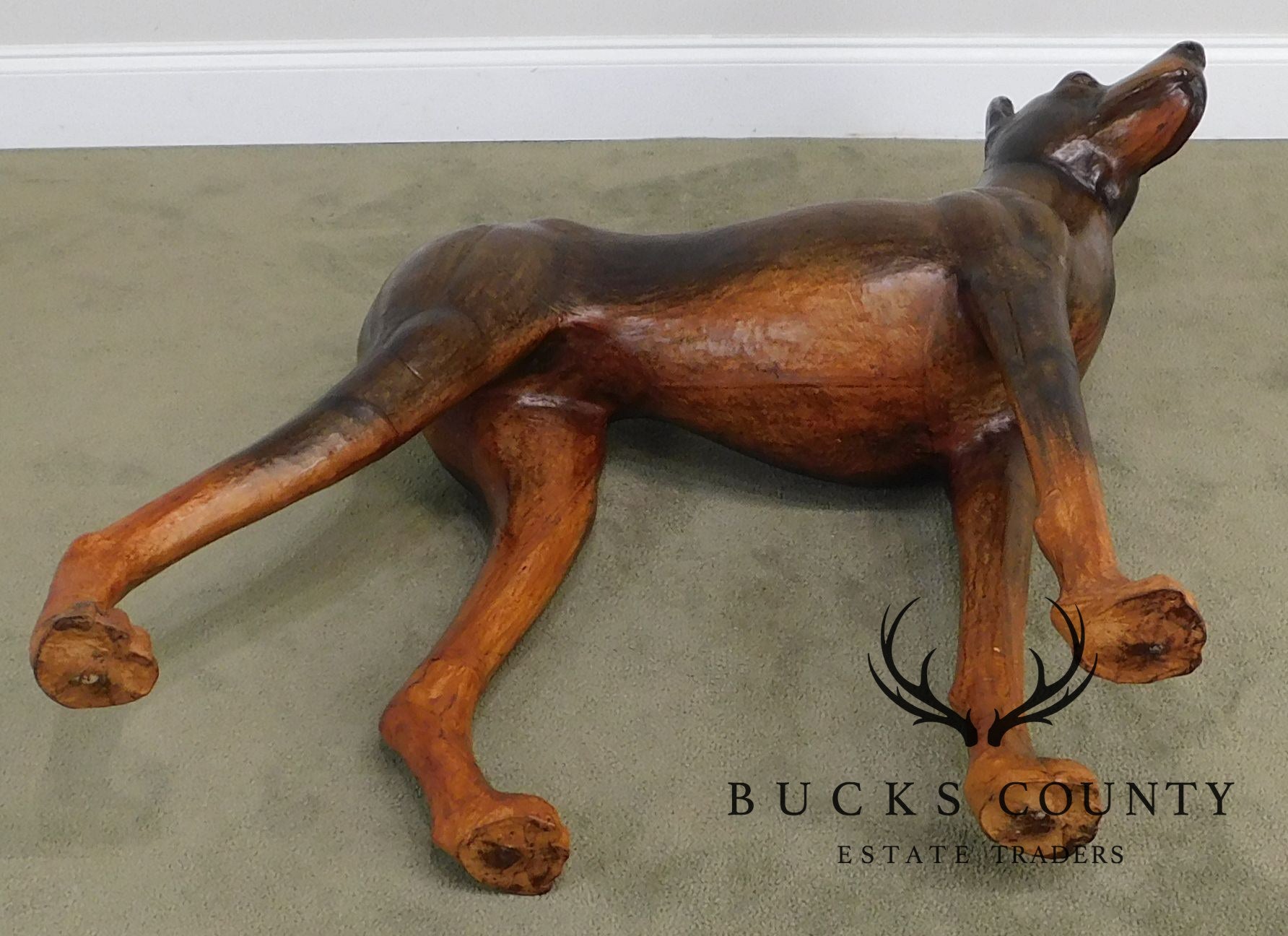 Life Size Leather Wrapped Doberman Pinscher Dog Statue