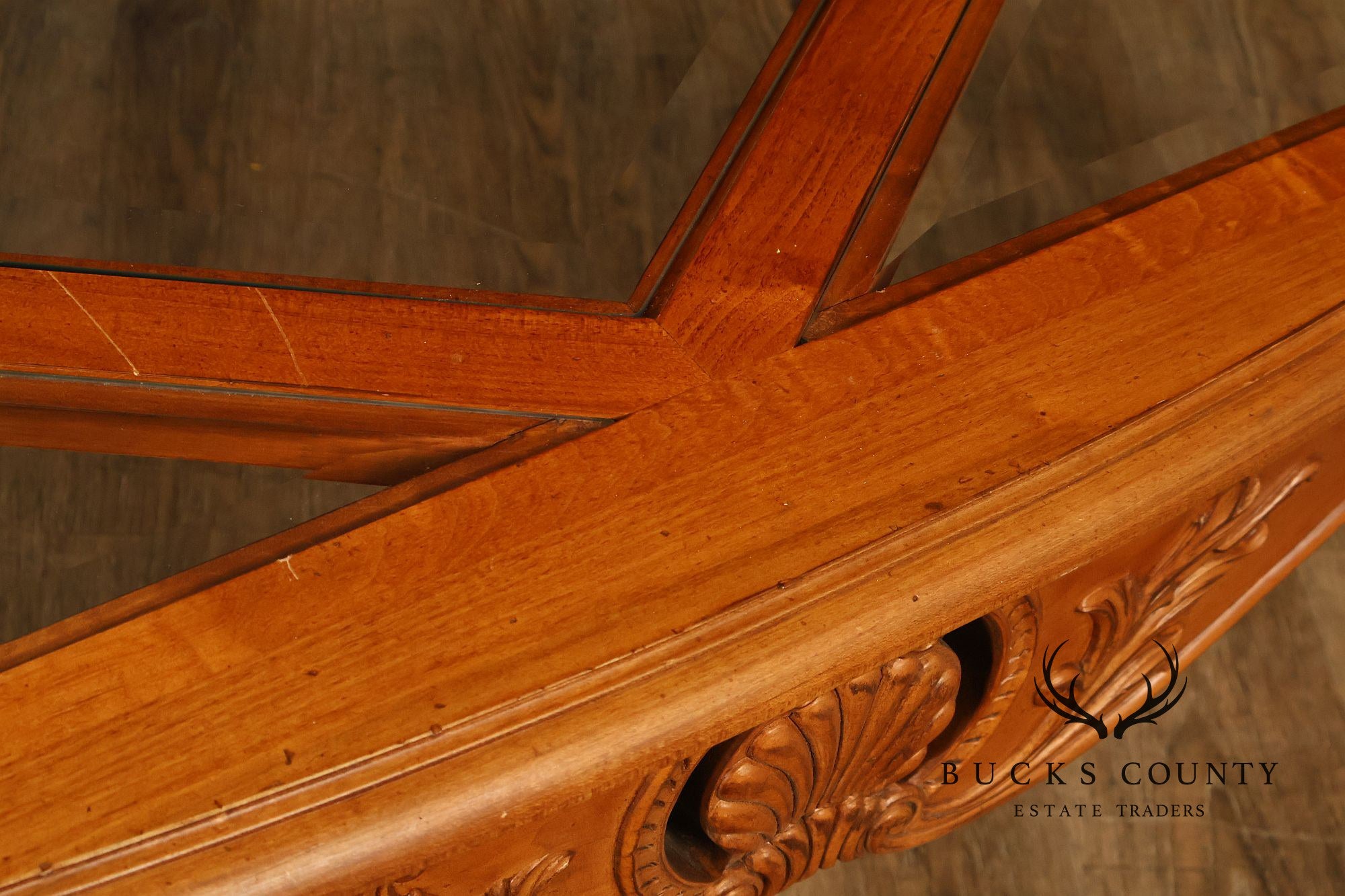 Ethan Allen 'Legacy' French Country Style Glass Top Coffee Table