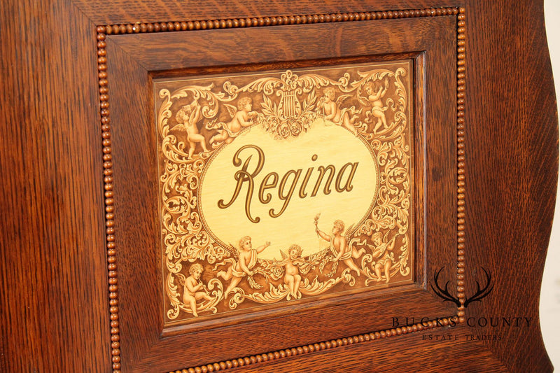 Regina Oak Music Box on Stand, with Discs