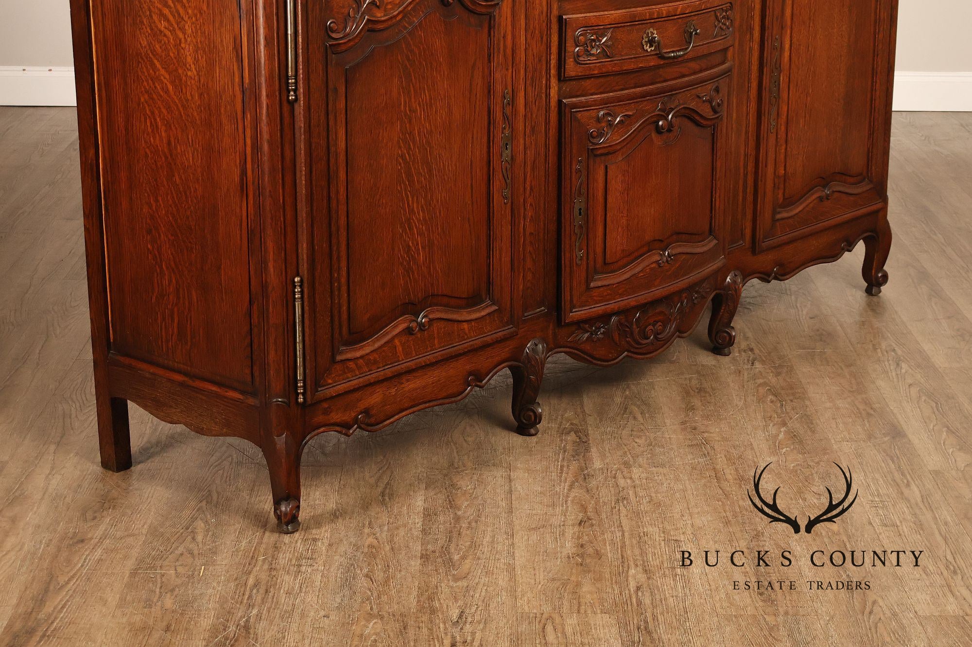 Antique Country French Louis XV Style Oak Buffet Sideboard