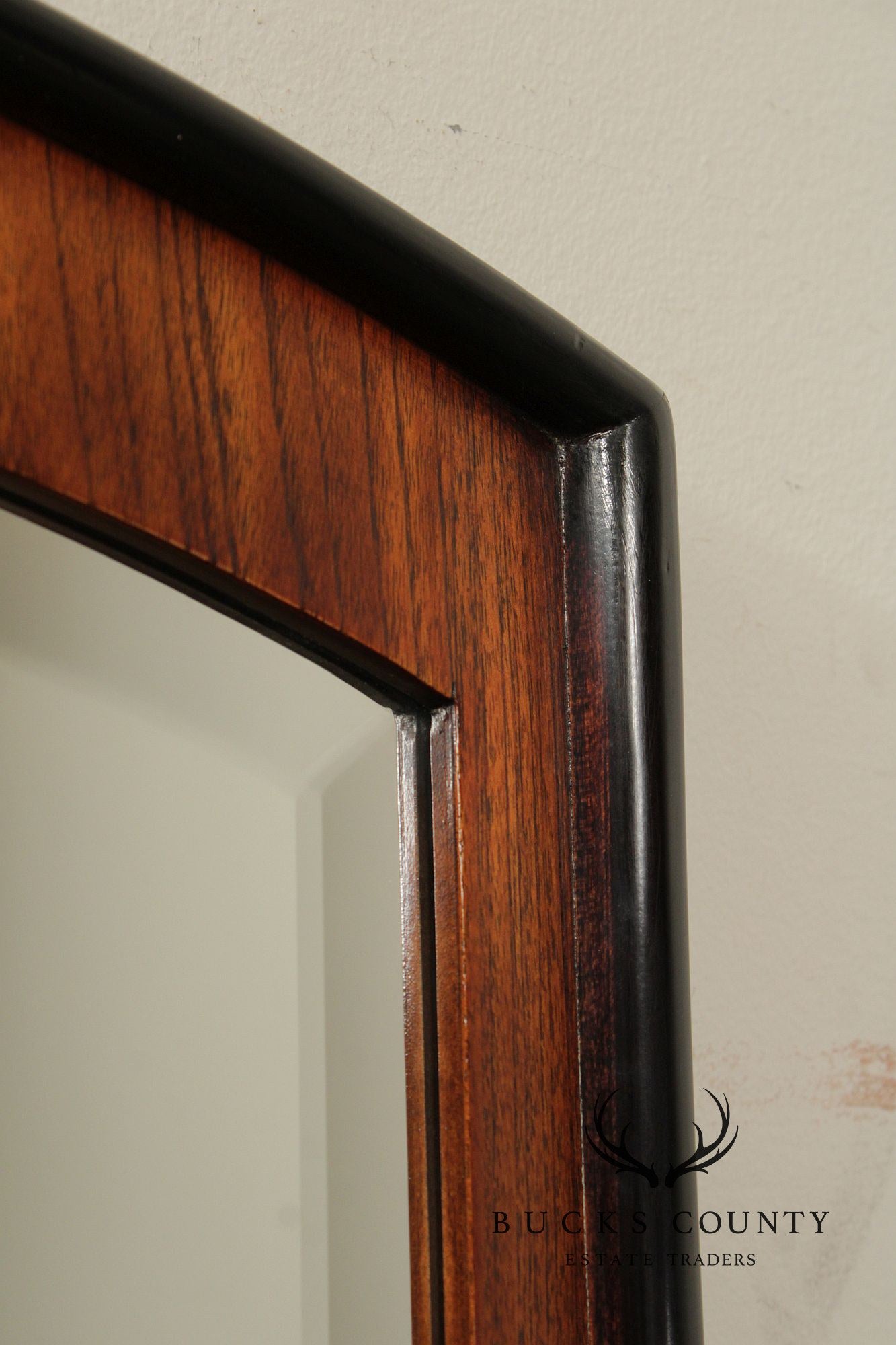 Century Furniture Modern Ebonized Teak Two Tone Arched Wall Mirror