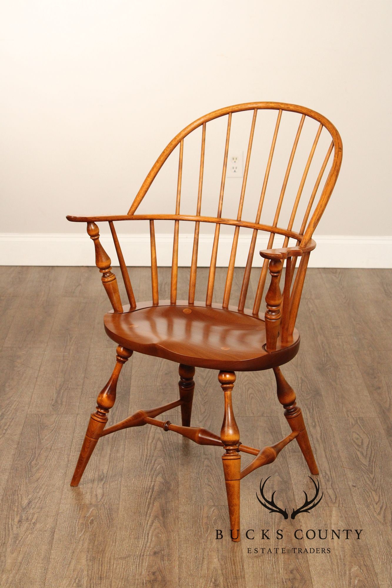 River Bend Chair Co. Pair of Mixed Wood Windsor Armchairs