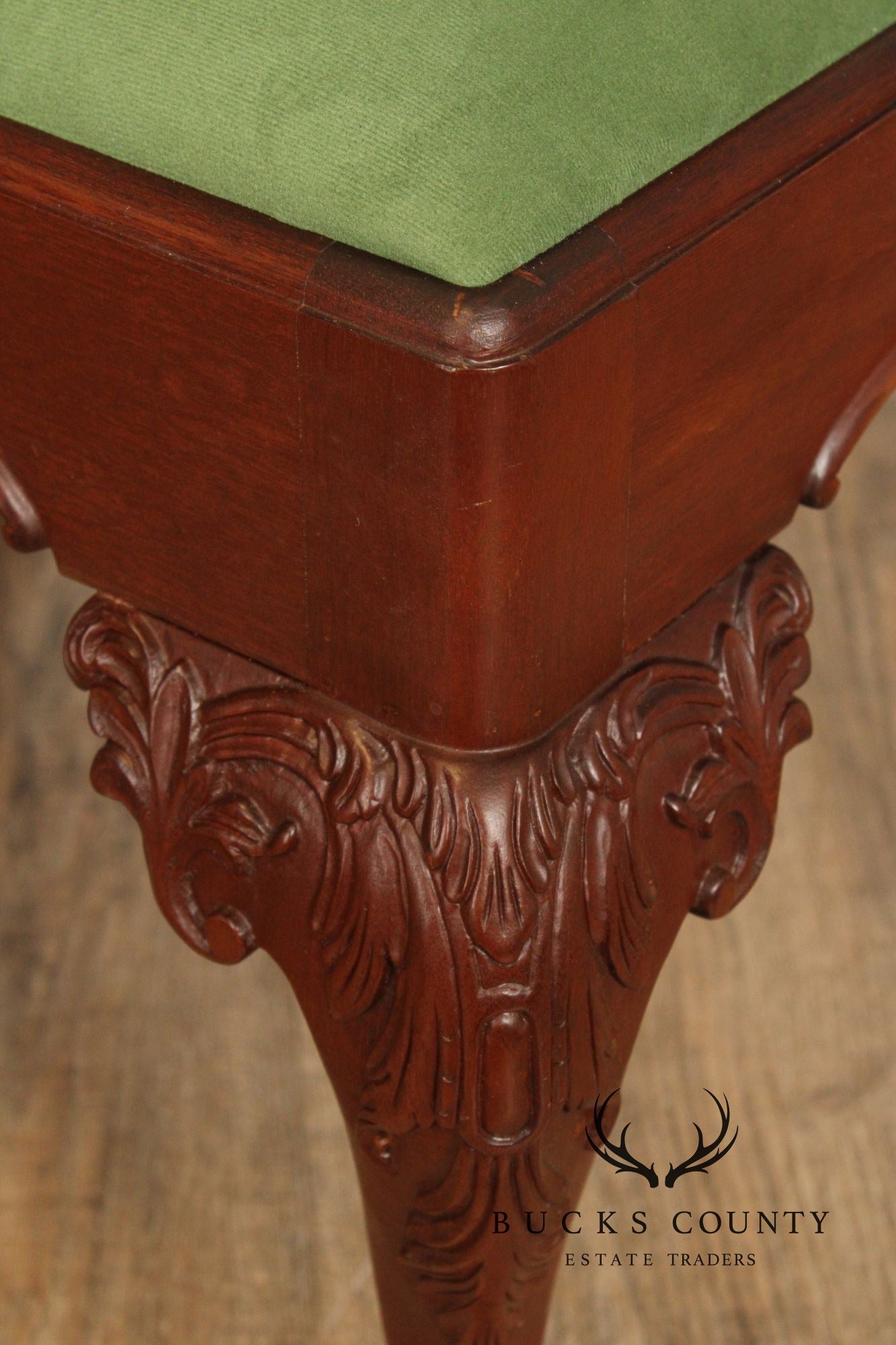 Stickley Chippendale Style Carved Mahogany Foot Stool