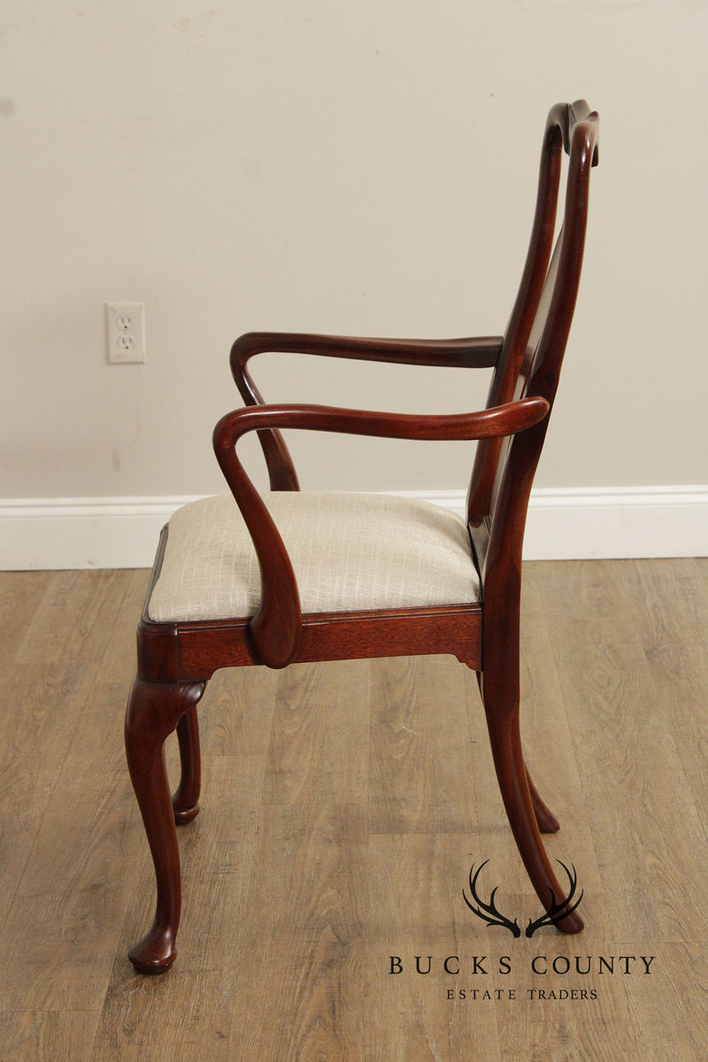Solid Mahogany Set Of Six Queen Anne Style Dining Chairs