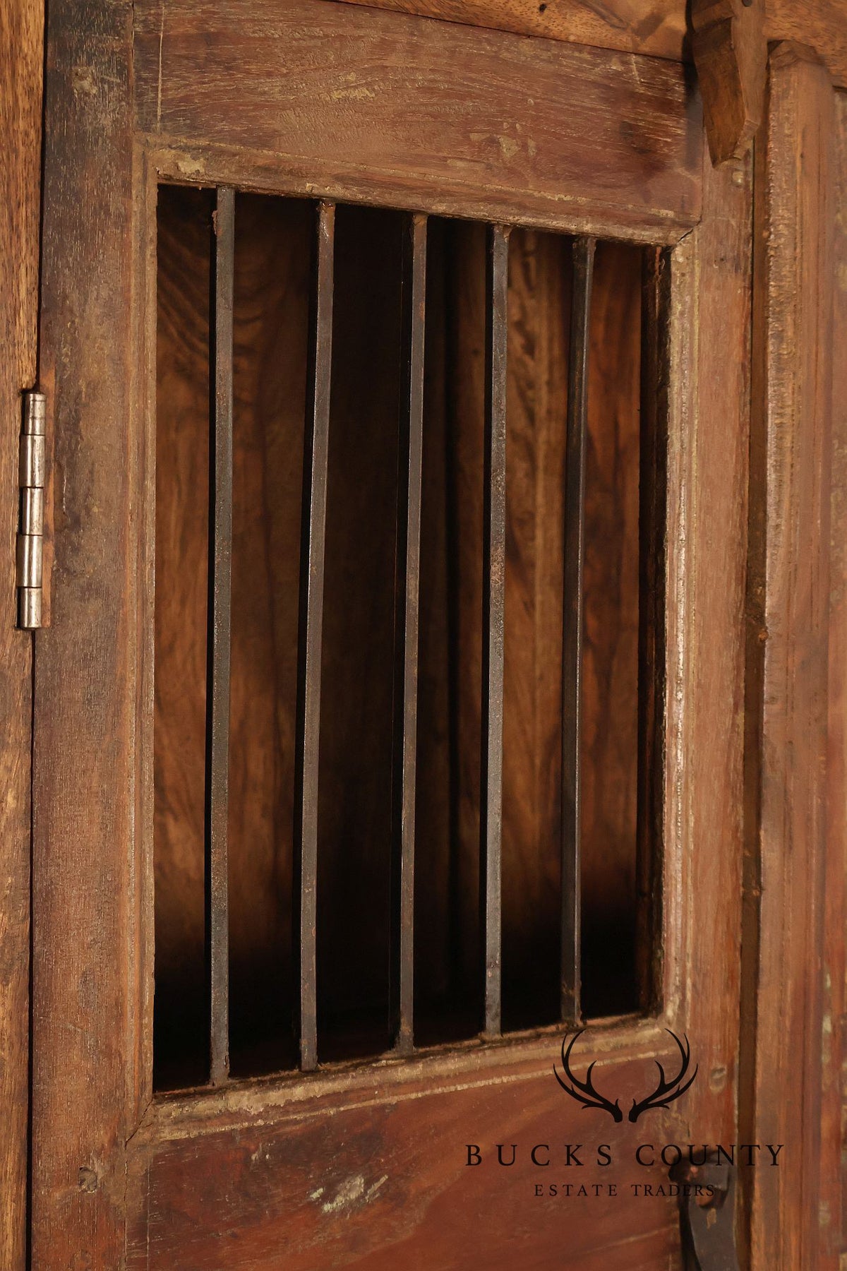 Antique Indian Teak and Wrought Iron Cabinet