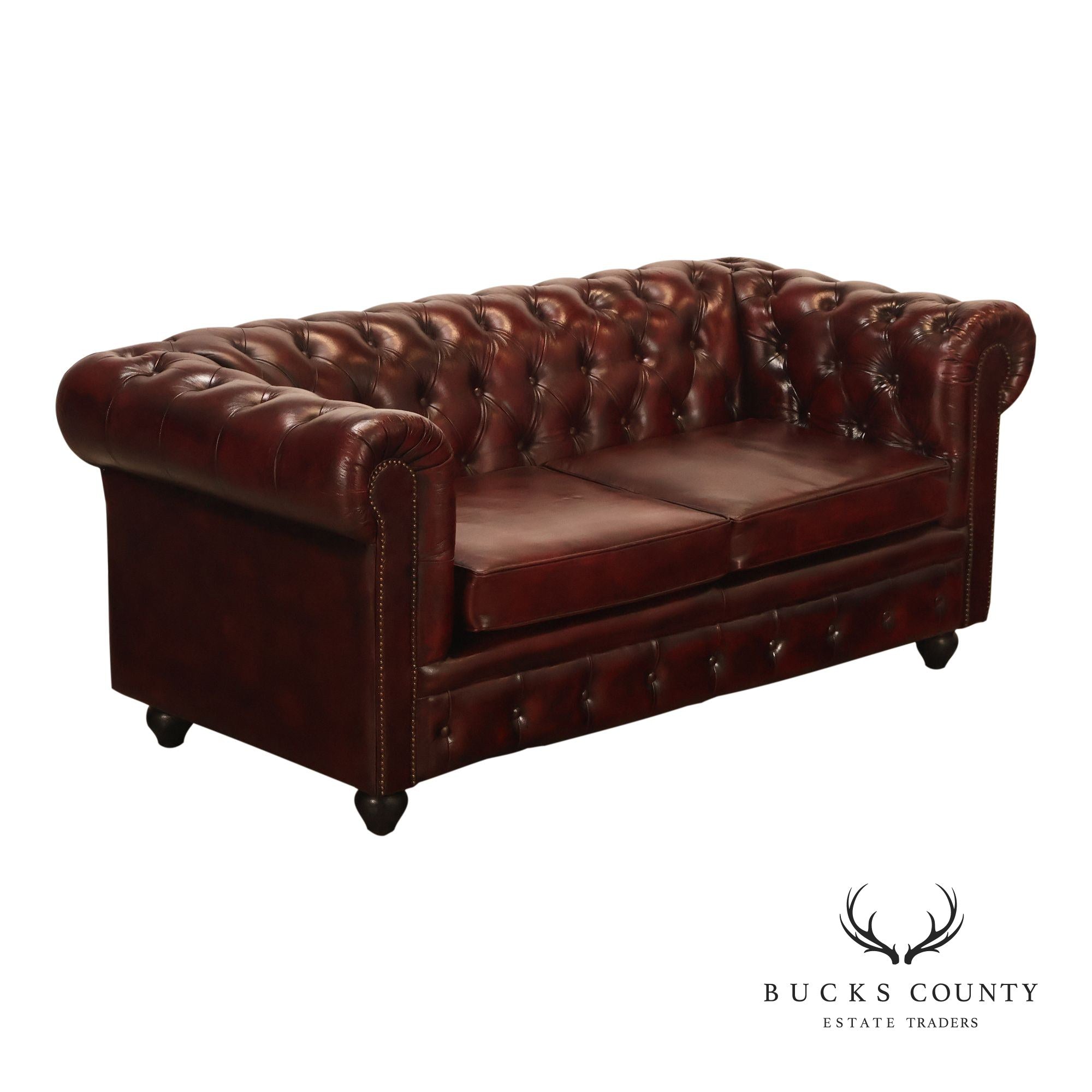 Chesterfield Style Oxford Red Tufted Leather Sofa