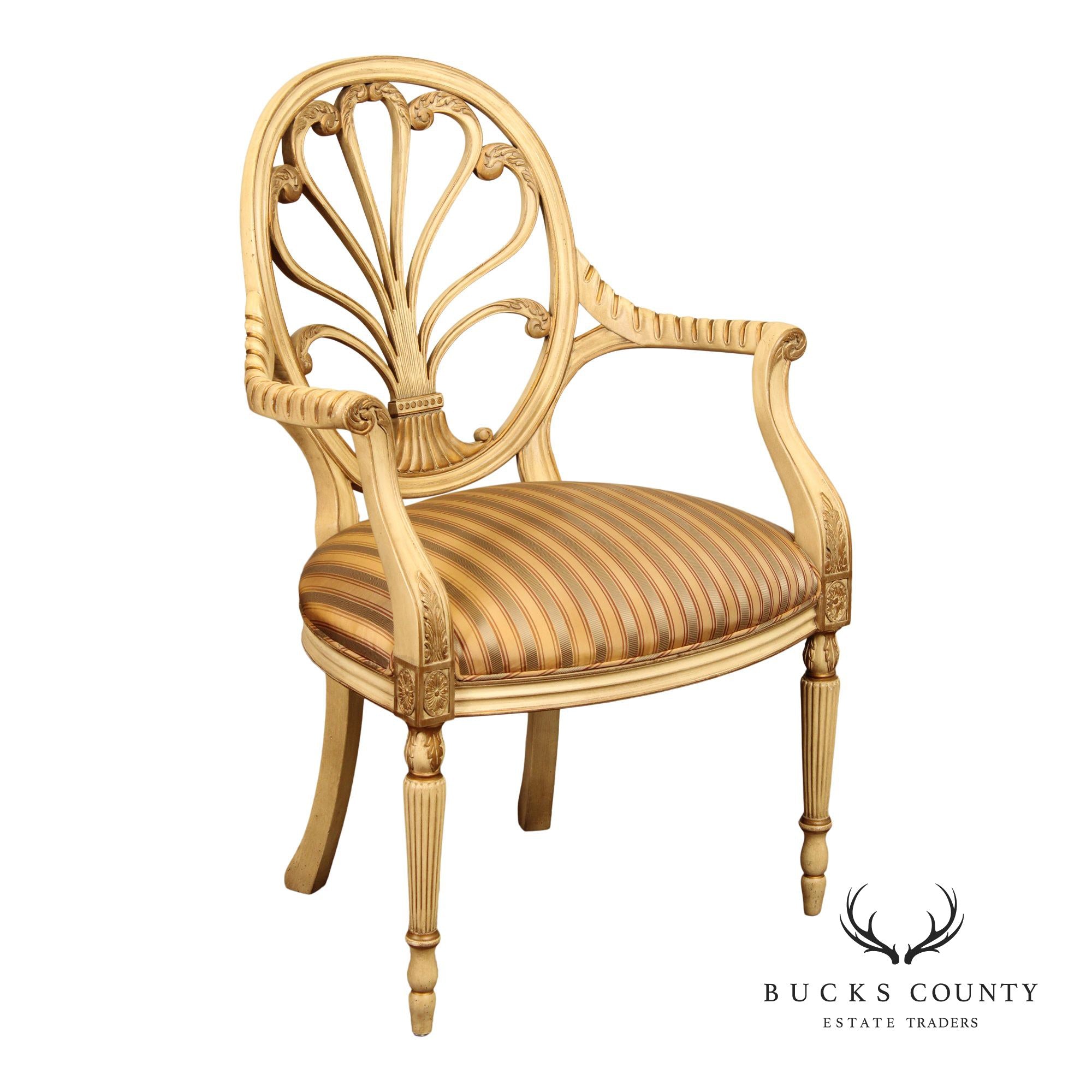 Hickory Chair Italian Provincial Style Cream-Painted Armchair