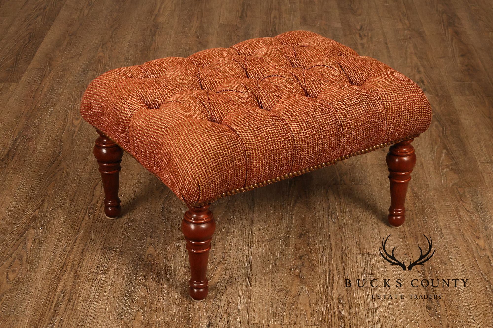 Stickley Leopold Wingback Upholstered Tufted Chair And Ottoman