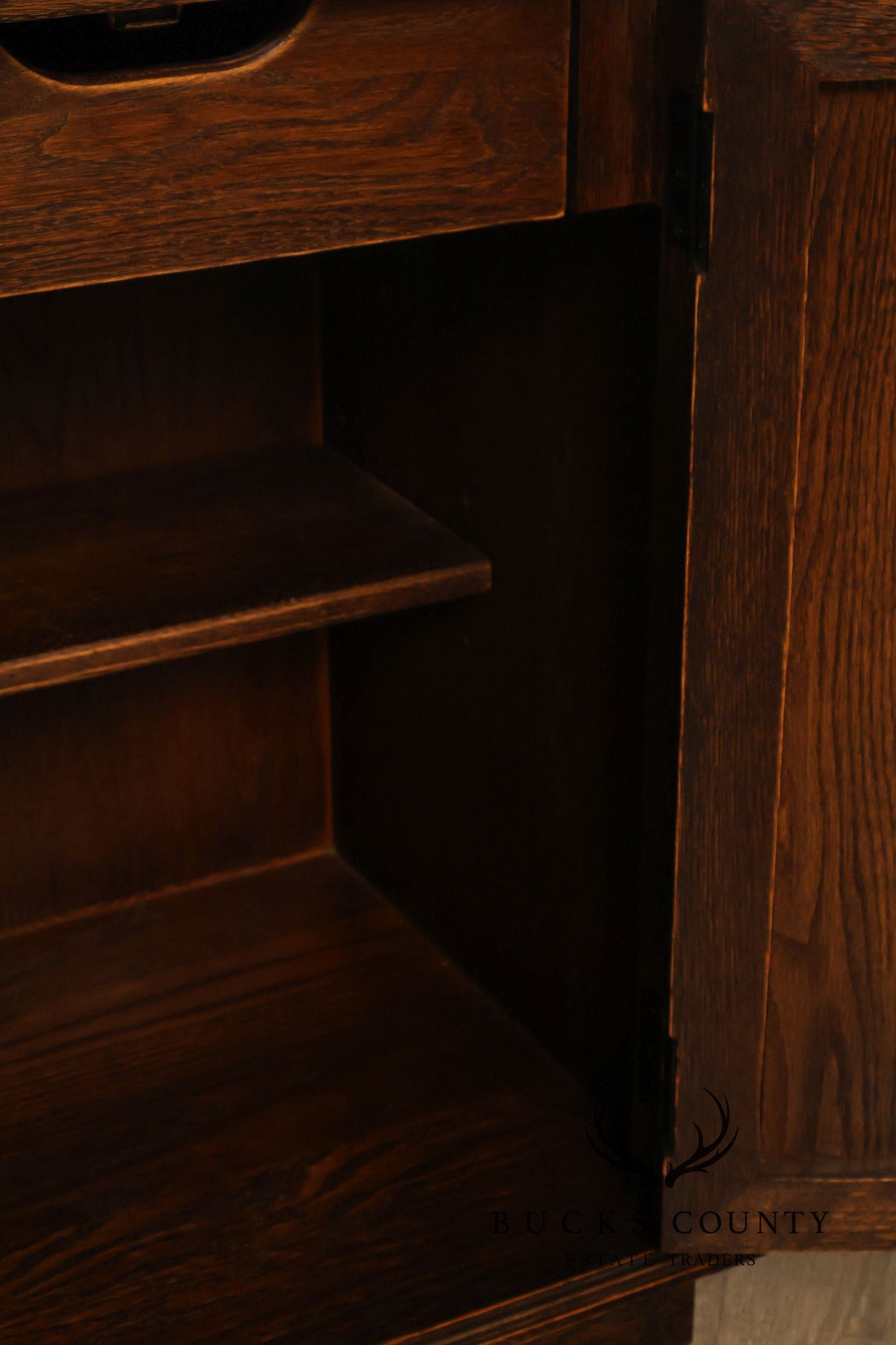 Jamestown Lounge Co. Gothic Revival Vintage Oak Drop-Leaf Server