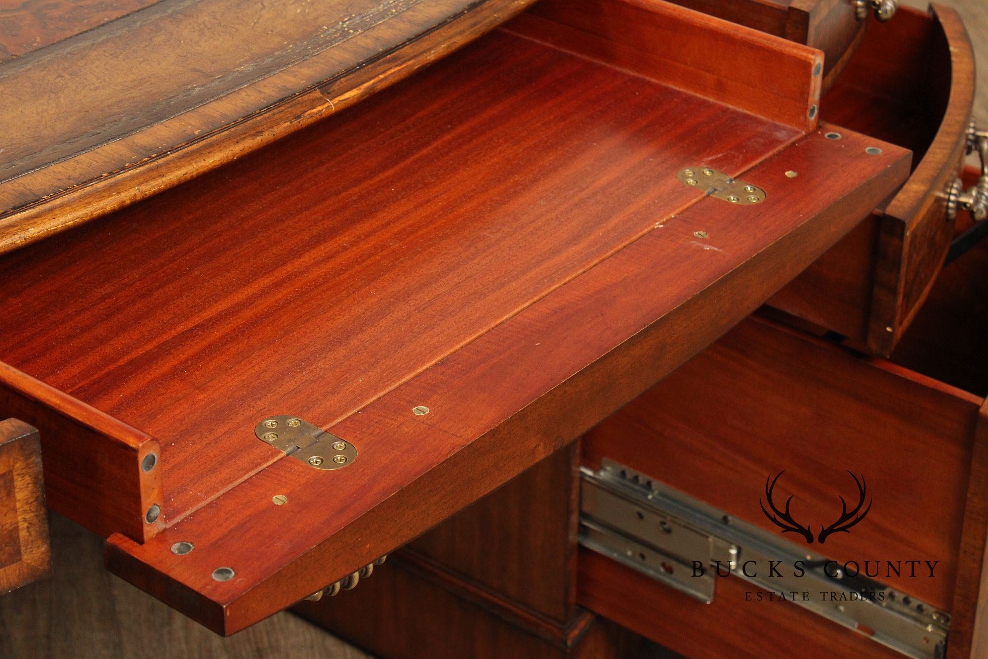 Maitland Smith Leather-Top Oval Partner's Desk