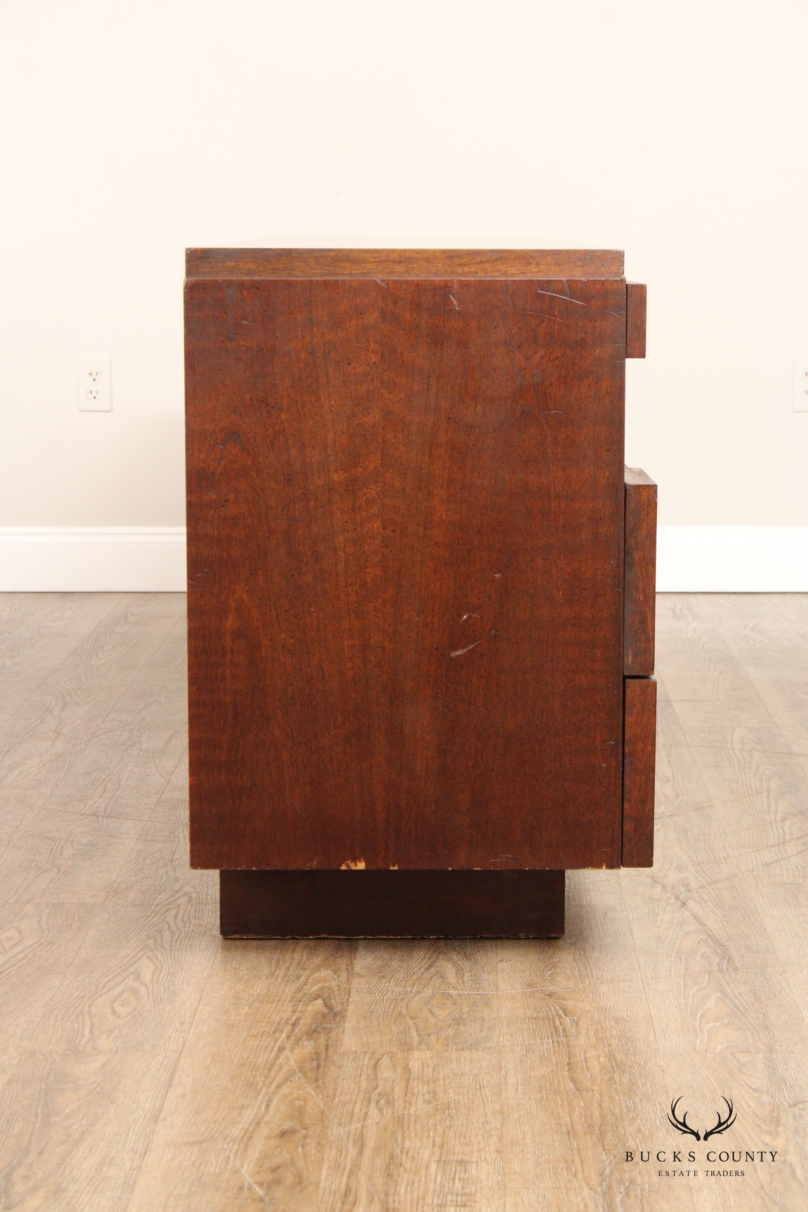 Lane 'Staccato' Brutalist Mid Century Modern Walnut Triple Chest