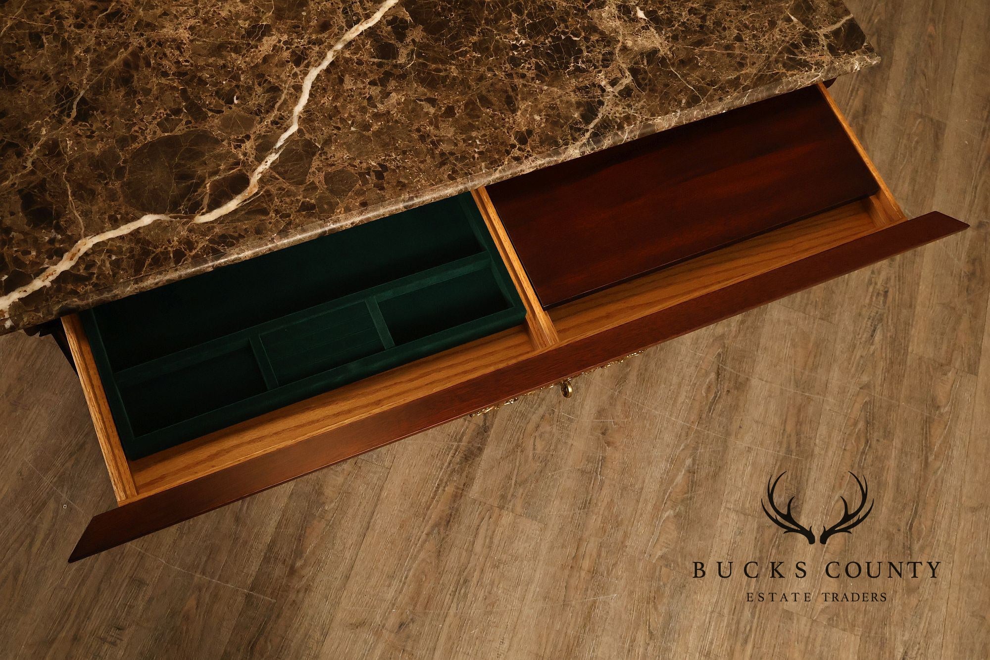 Henkel Harris Empire Style Marble Top Mahogany Chest Of Drawers