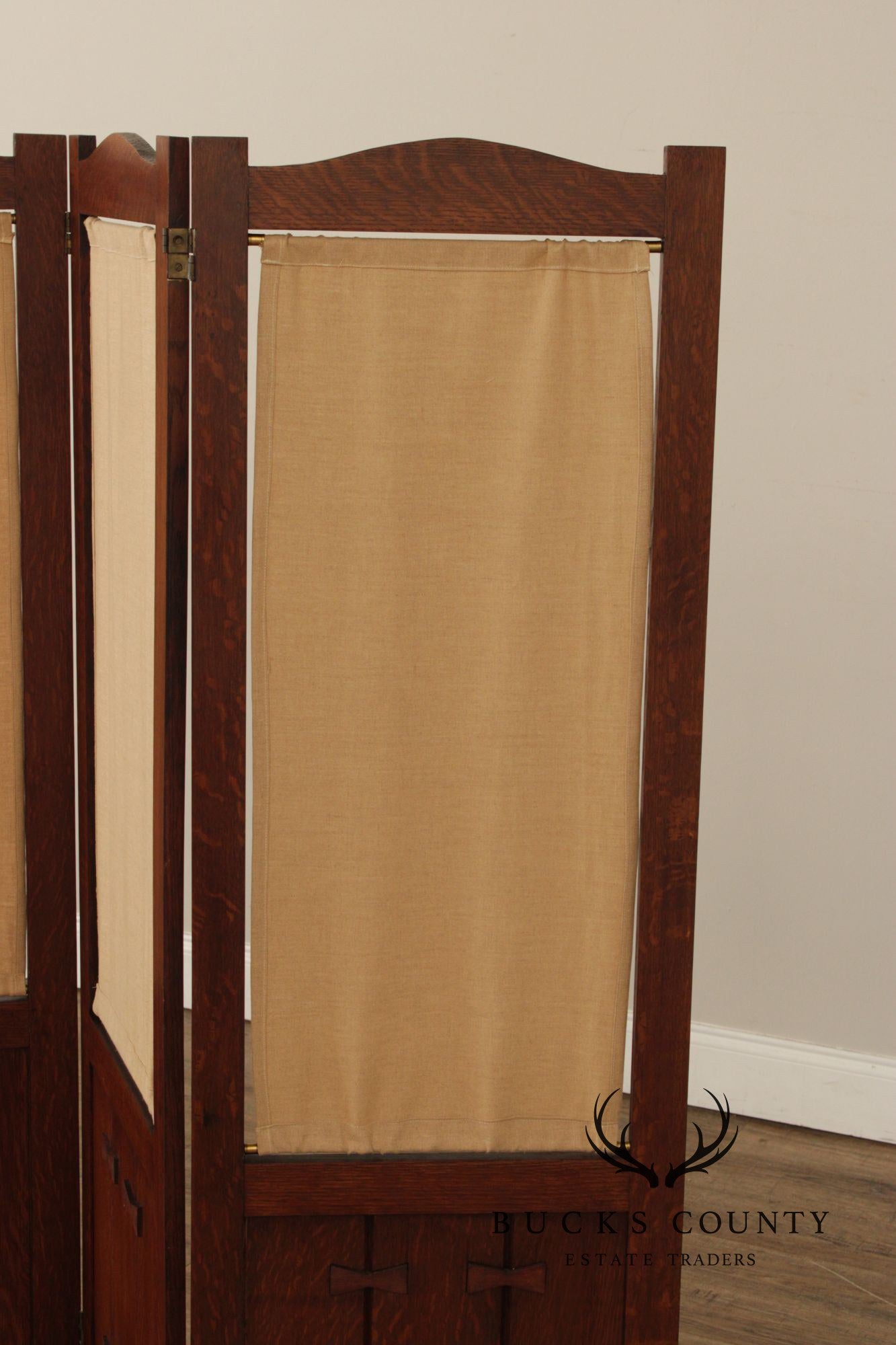 Mission Style Oak Three-Panel Screen