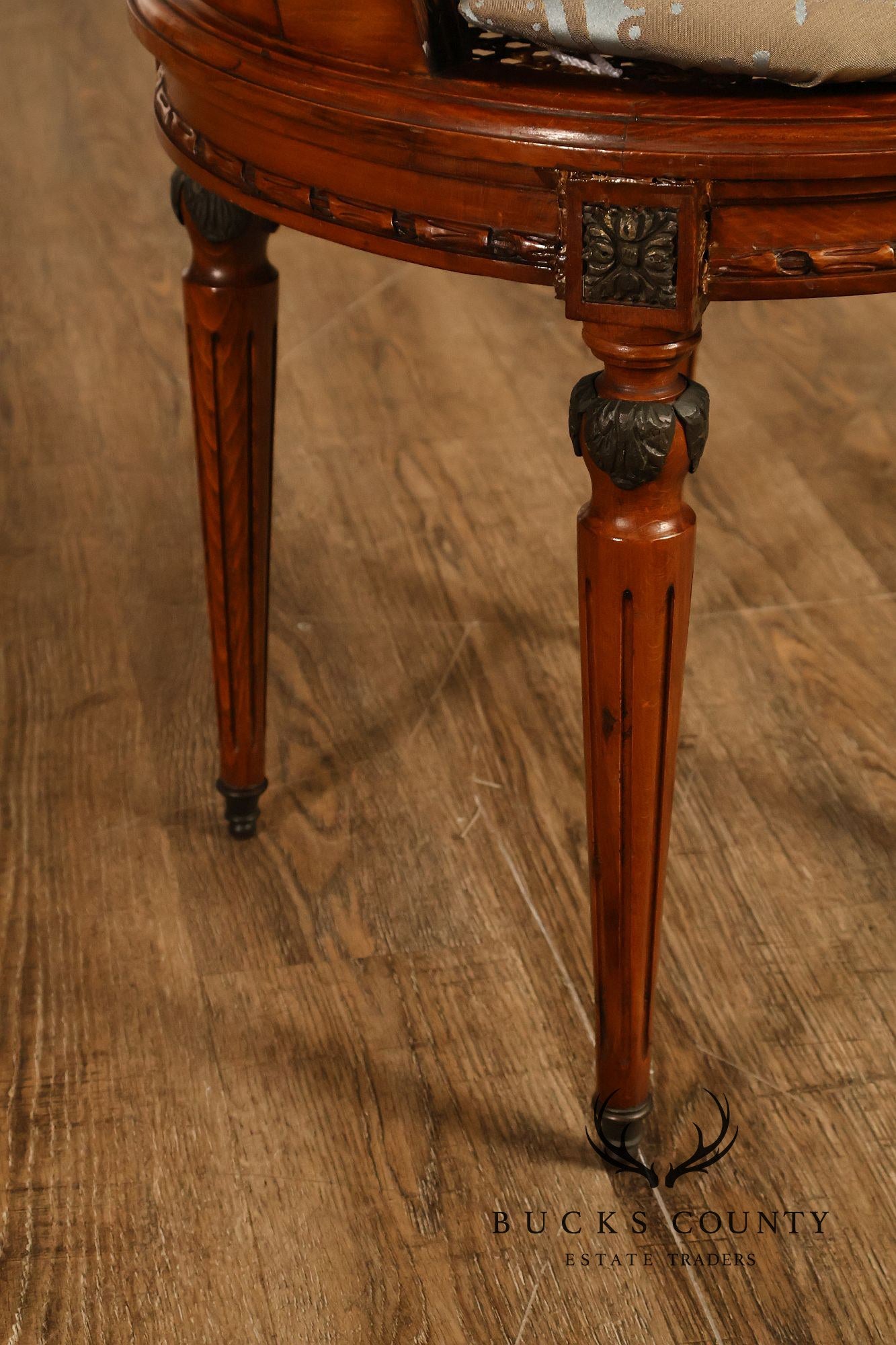 French Louis XVI Style Vintage Set Of 12 Caned Dining Chairs