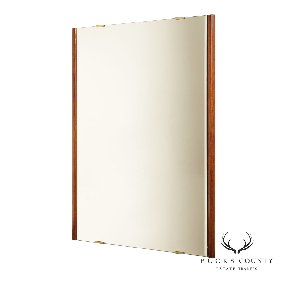 Mid Century Modern Walnut Framed Rectangular Wall Mirror