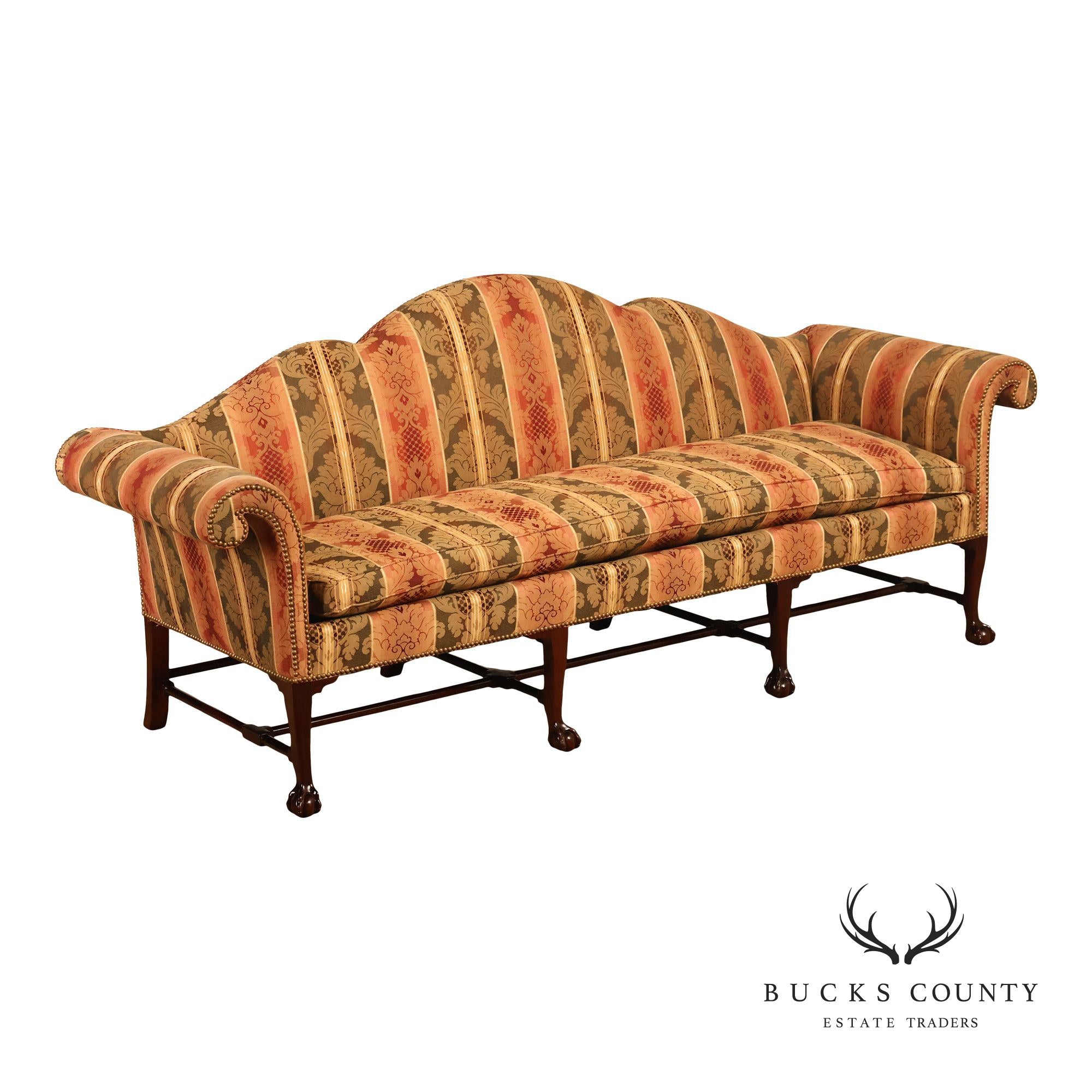 Kindel Winterthur Irish Georgian Chippendale Style Mahogany Camelback Sofa