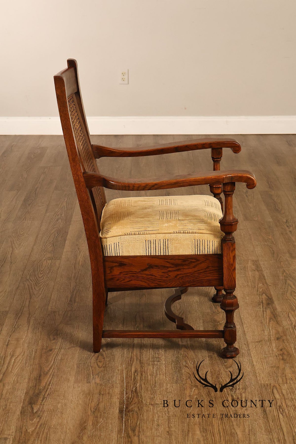 Rittercraft Arts & Crafts Cane Back Oak Armchair