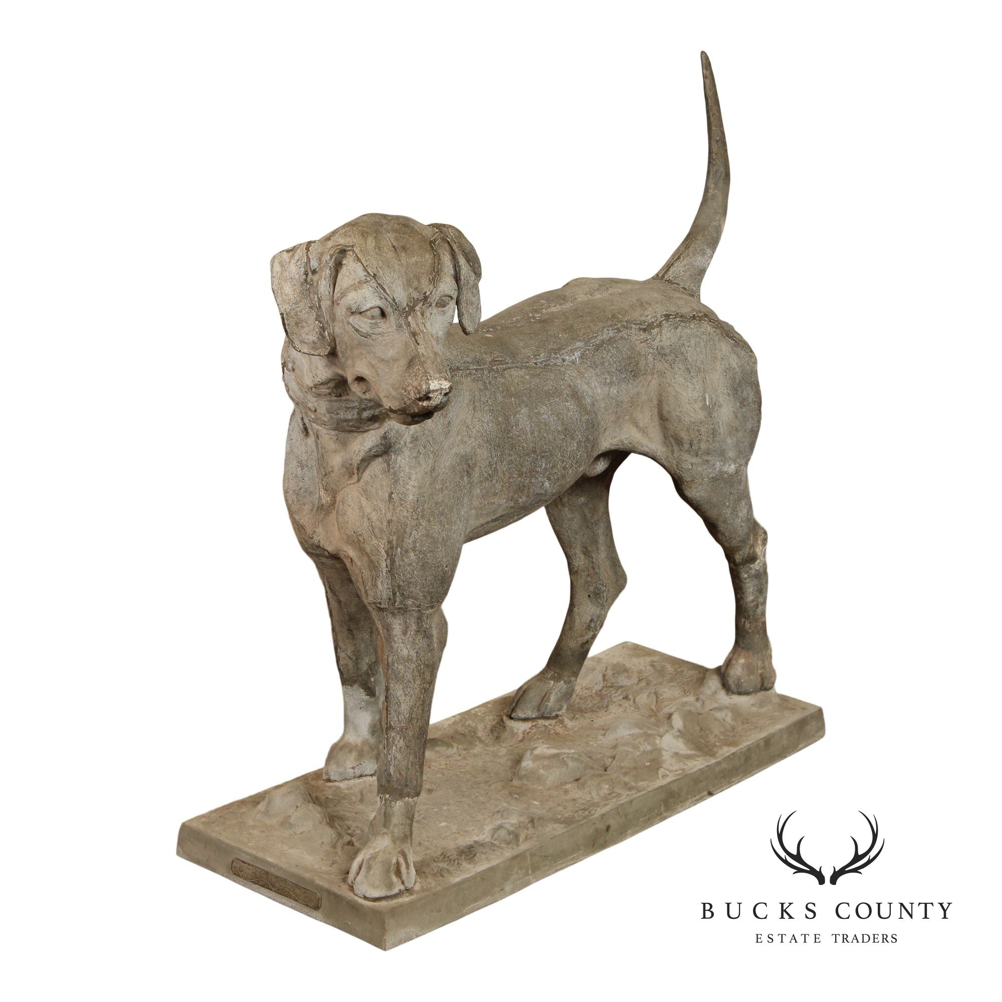 Antique J.W. Fiske Zinc Morley's Dog Statue