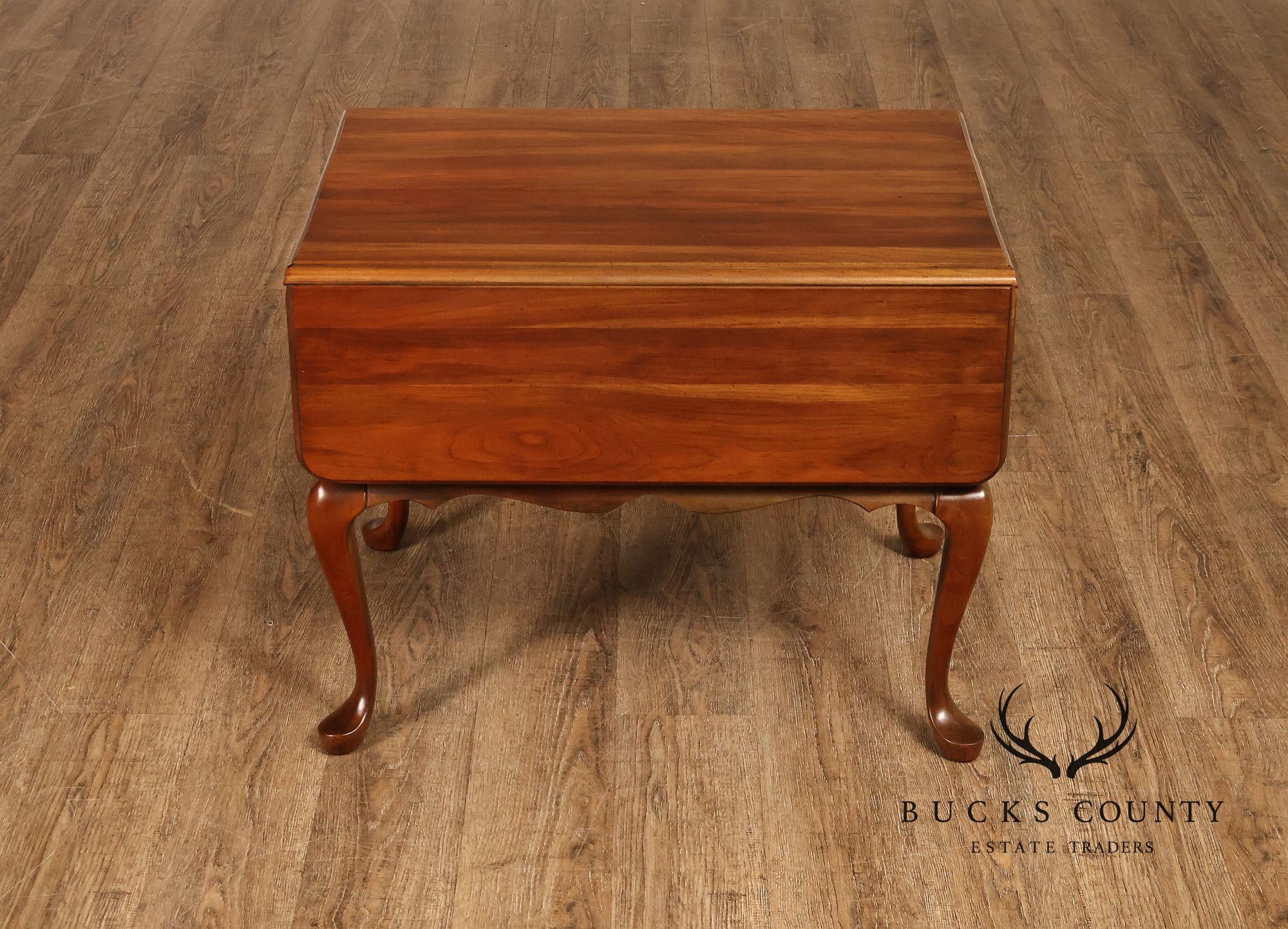 Pennsylvania House Vintage Pair Of Queen Anne Style Cherry Drop Leaf Two-Drawer End Tables