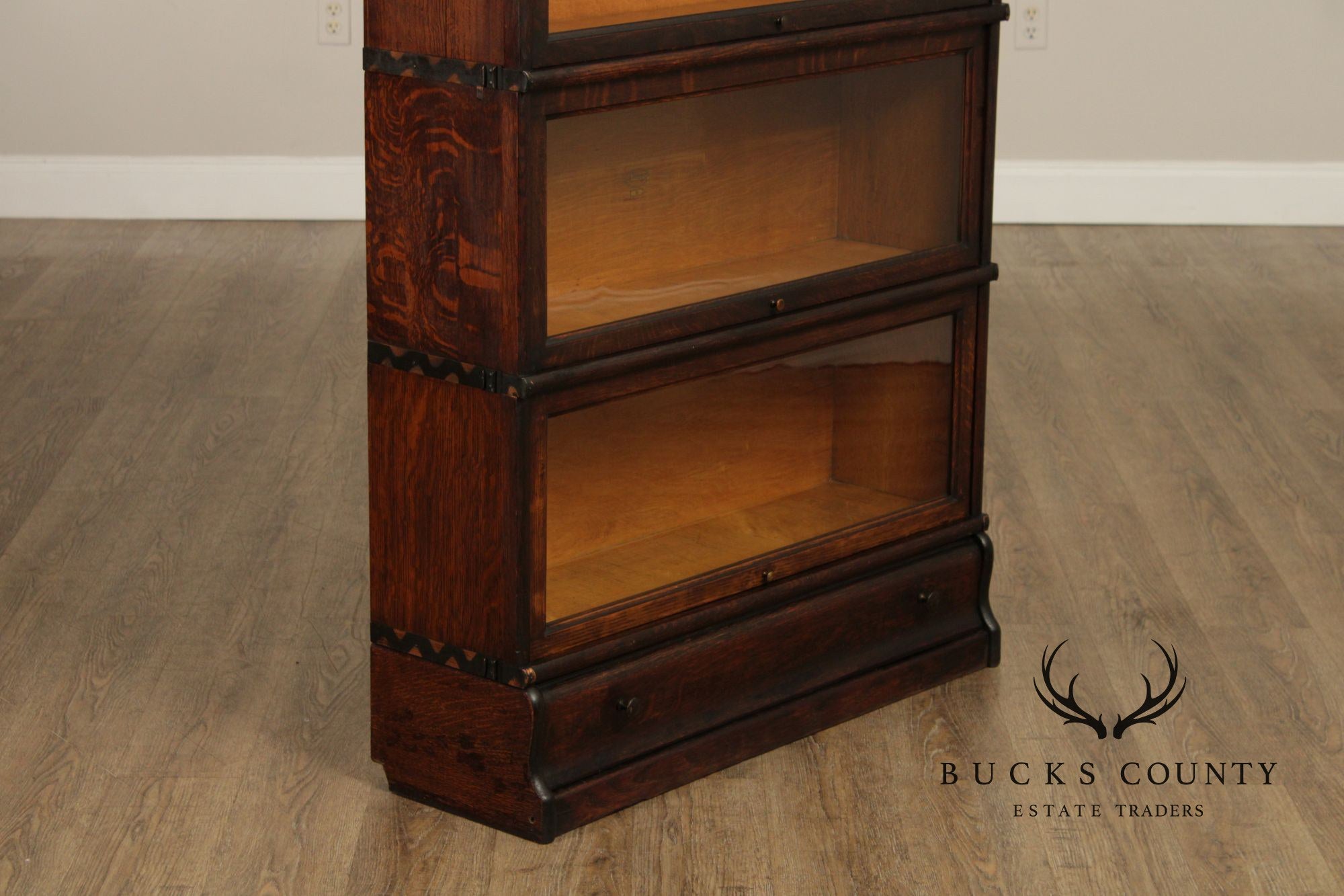 Macey Antique Oak Four-Stack Barrister Bookcase