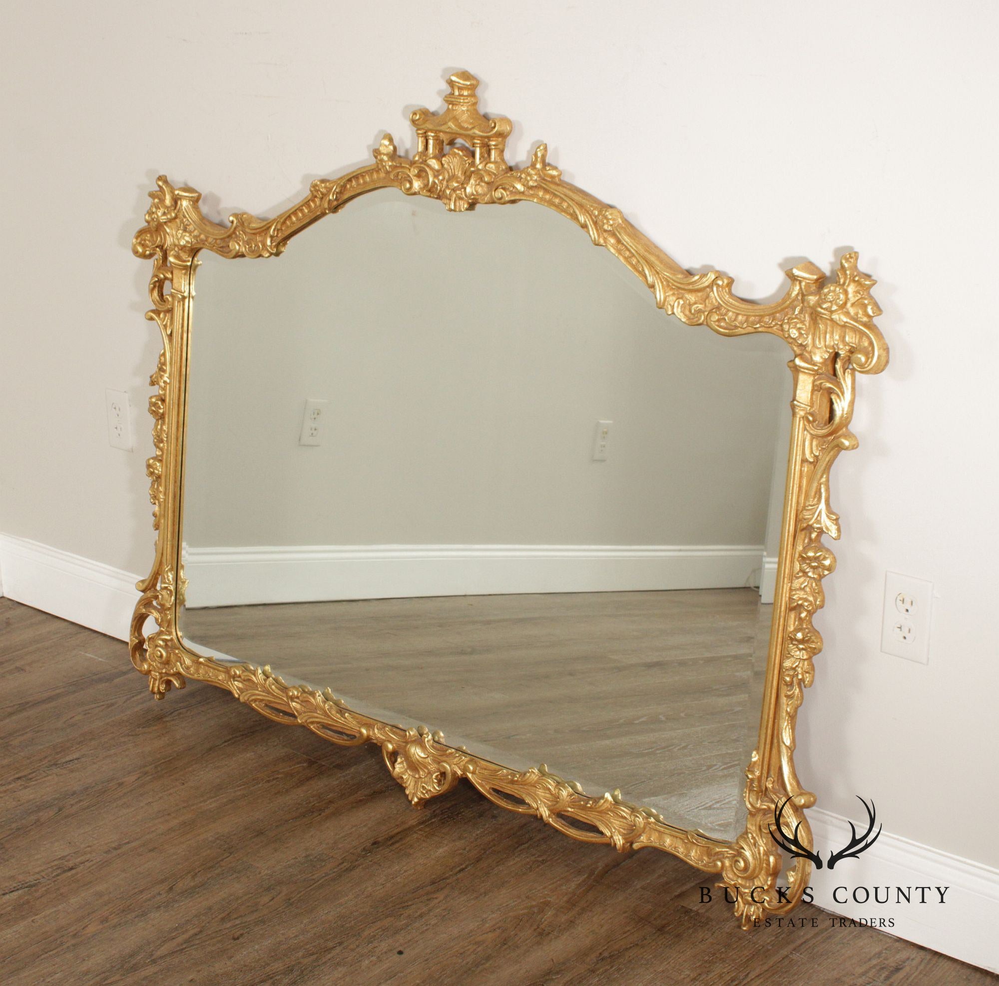 Friedman Brothers Rococo Style Giltwood  Over Mantel Wall Mirror