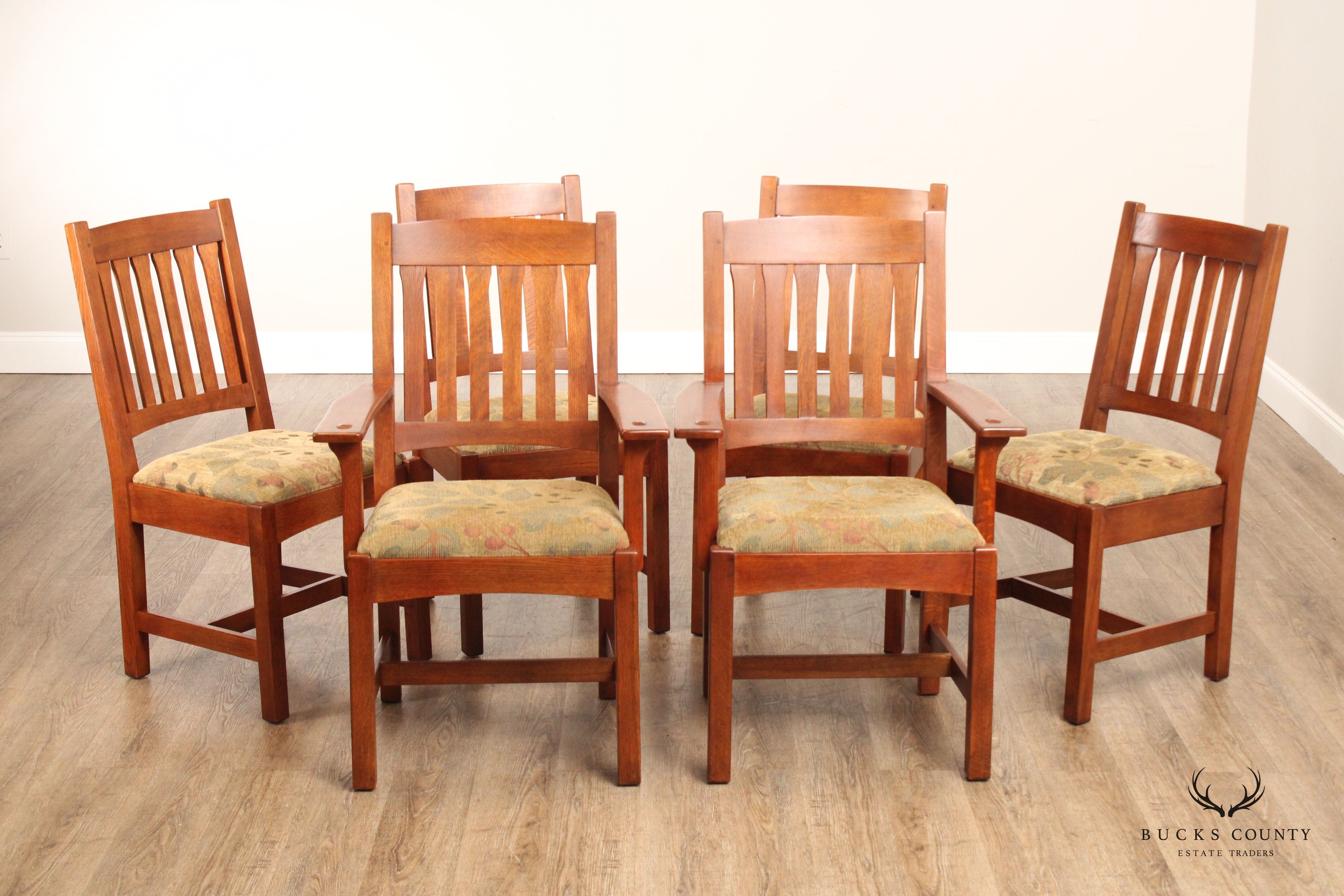 Stickley Mission Collection Set of Six Oak Cottage Dining Chairs