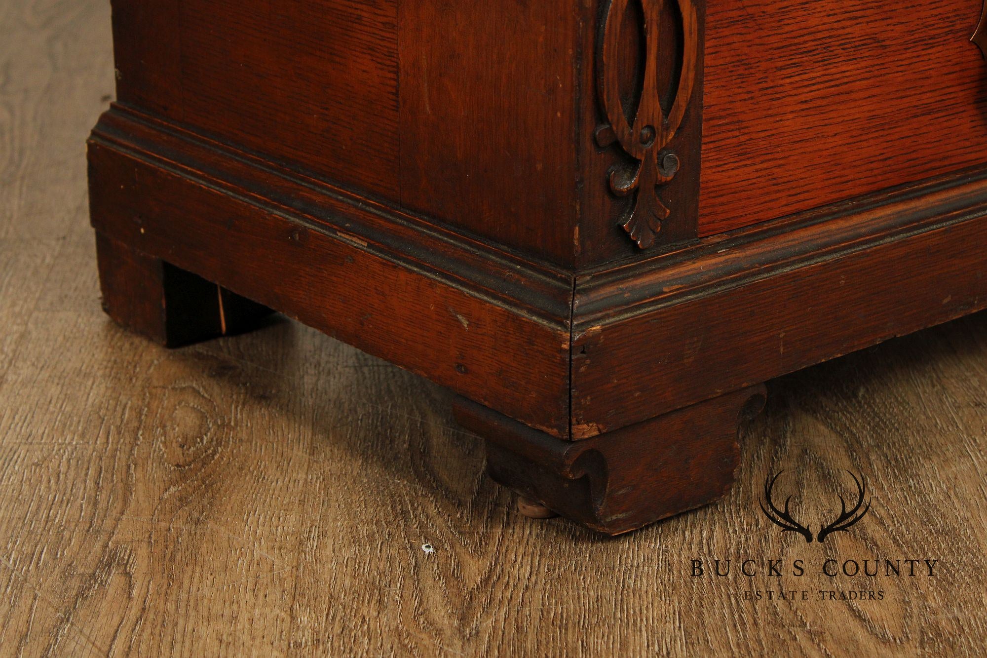 Antique Victorian Carved Oak Two-Door Bookcase