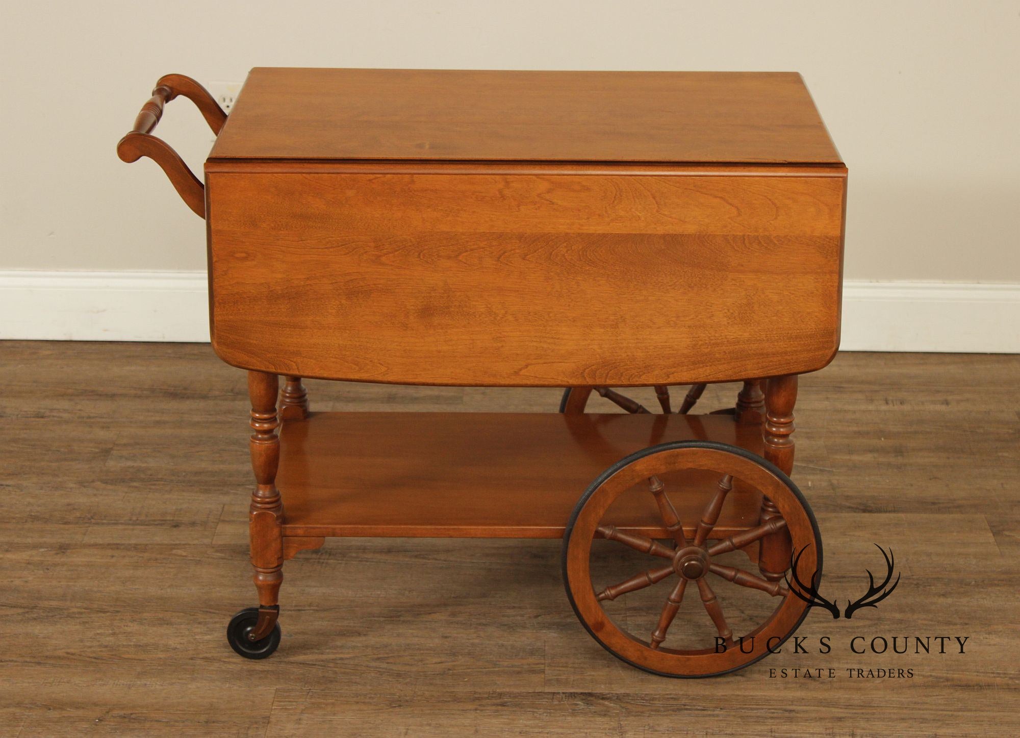 Ethan Allen Early American Maple Drop-Leaf Tea Cart