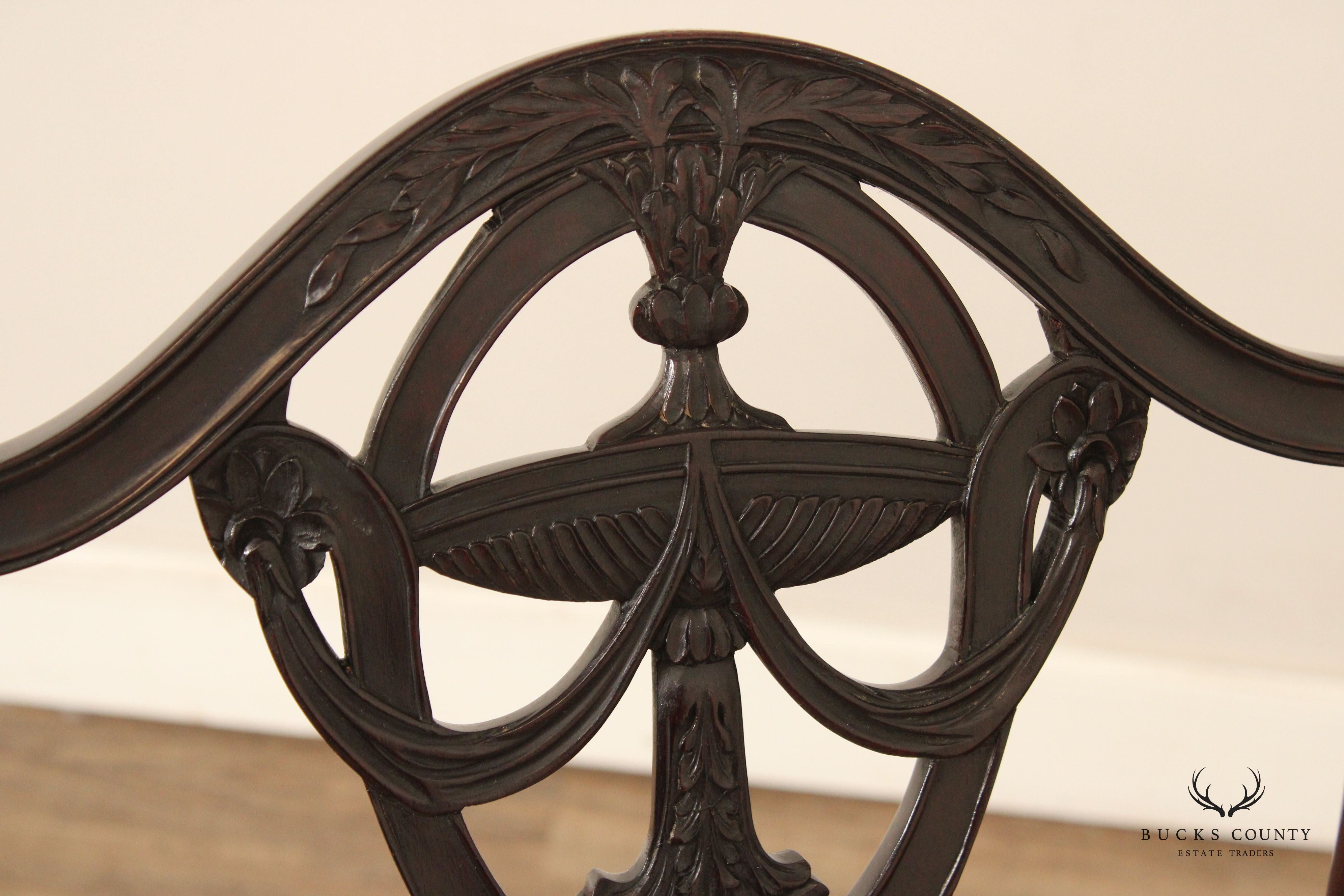 Hepplewhite Style Pair of Mahogany Shield-Back Side Chairs