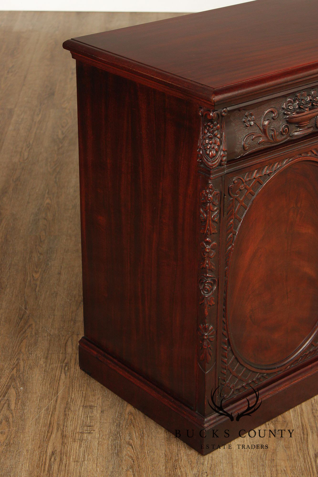 1940's Vintage Carved Mahogany Server Cabinet