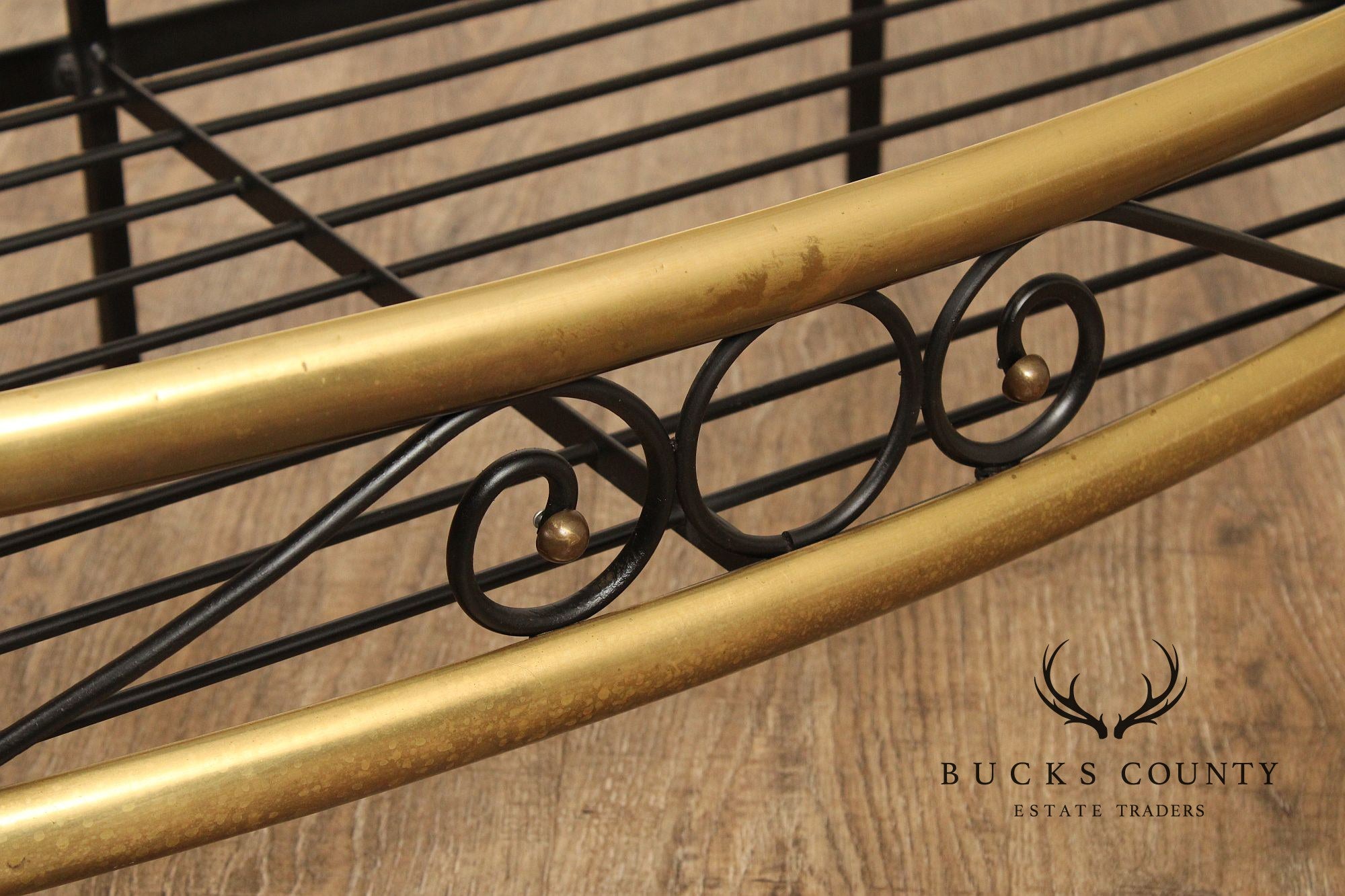 French Country Style Wrought Iron And Brass Baker's Rack