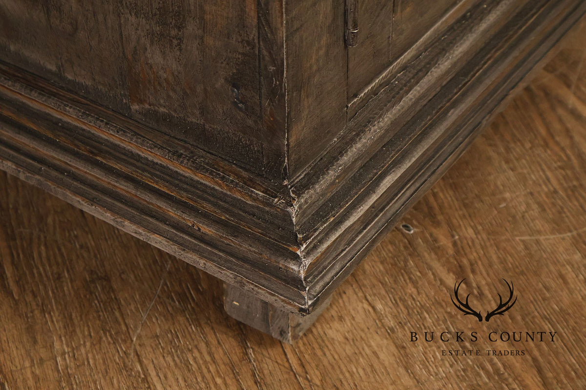 Rustic Gray Wood Four Door Lattice Design Sideboard
