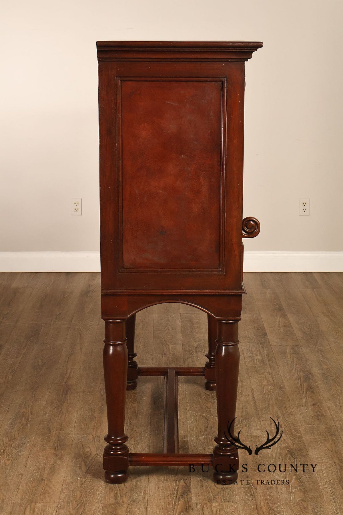 Traditional English Style Drop Front Bar Cabinet With A Stretcher Base