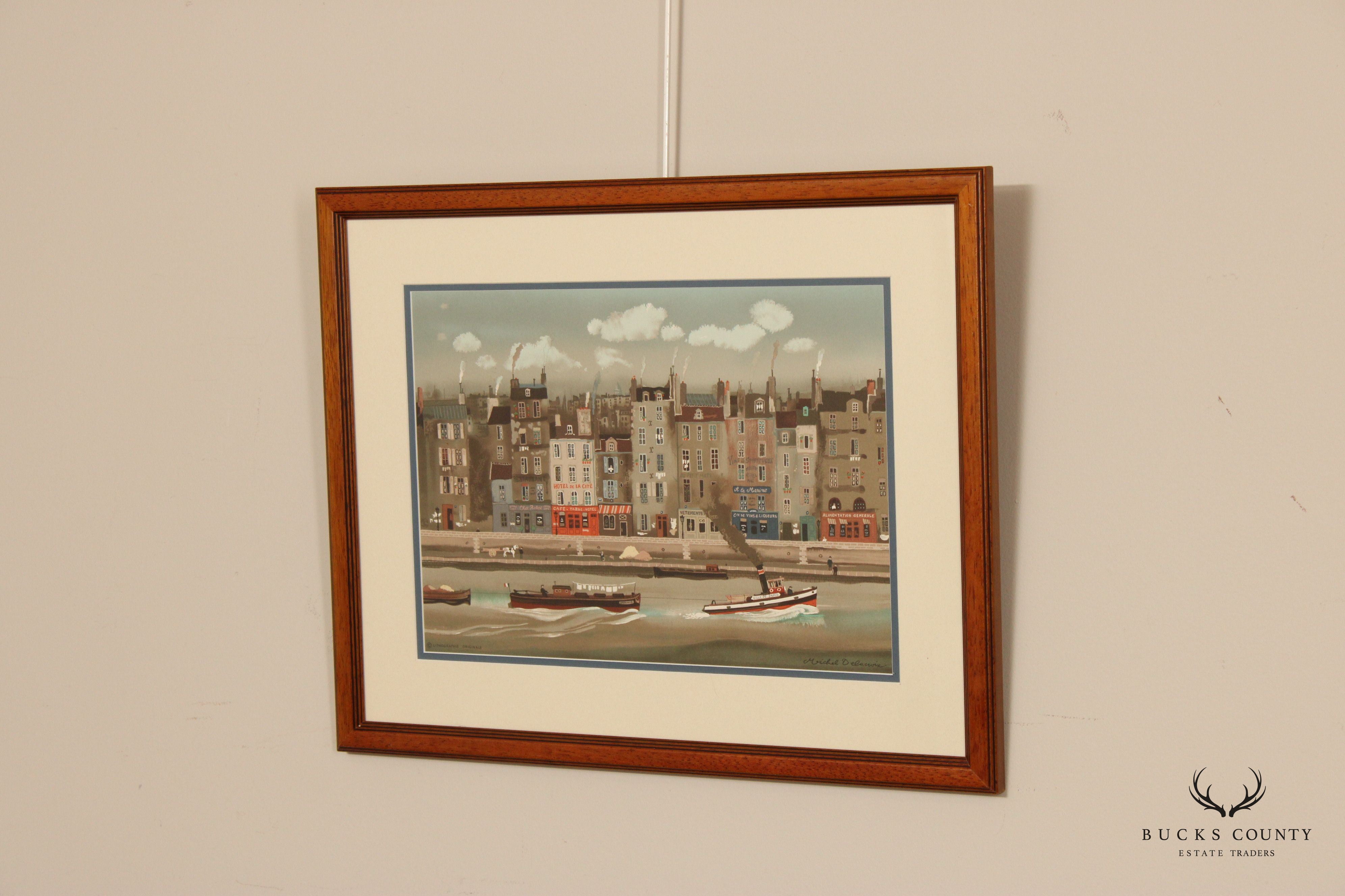 Michel Delacroix 'Le Remorqueur' Framed Colored Lithograph