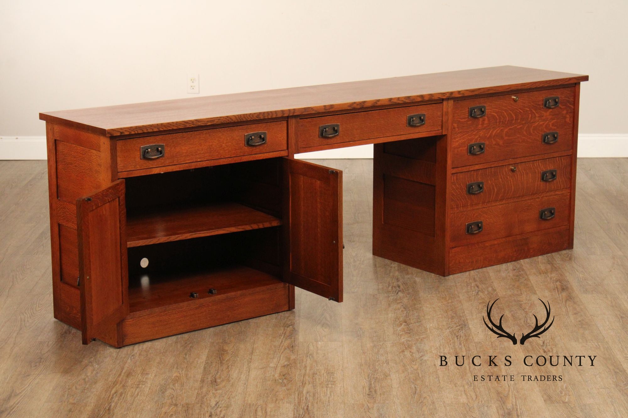Stickley Mission Collection Oak Long File Desk Credenza