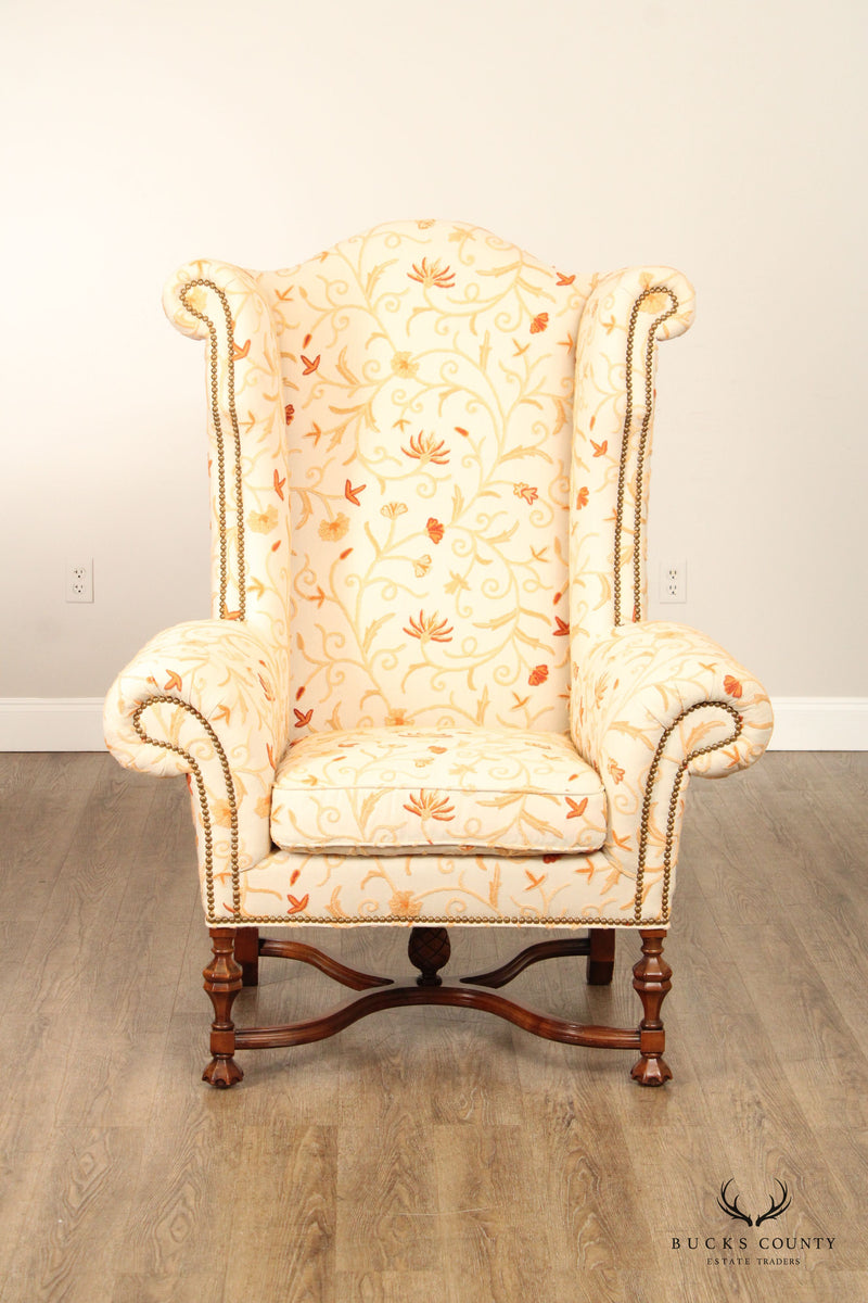 Lee Jofa William & Mary Style Wingback Lounge Chair