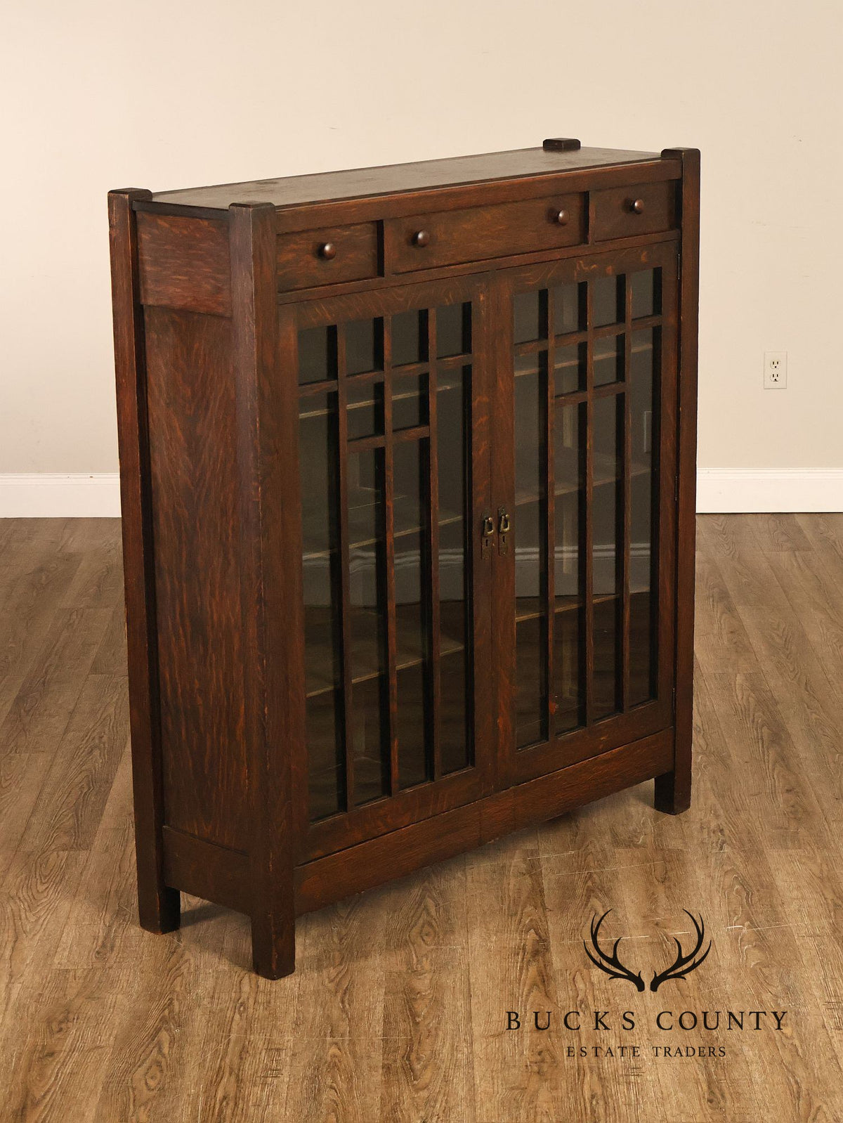 Antique Lifetime Furniture Mission Oak Bookcase Cabinet