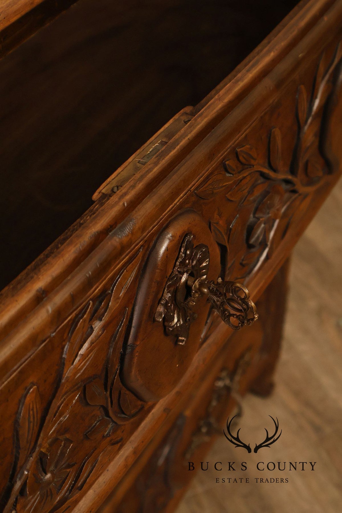 Rustic Italian Style Floral Carved Chest