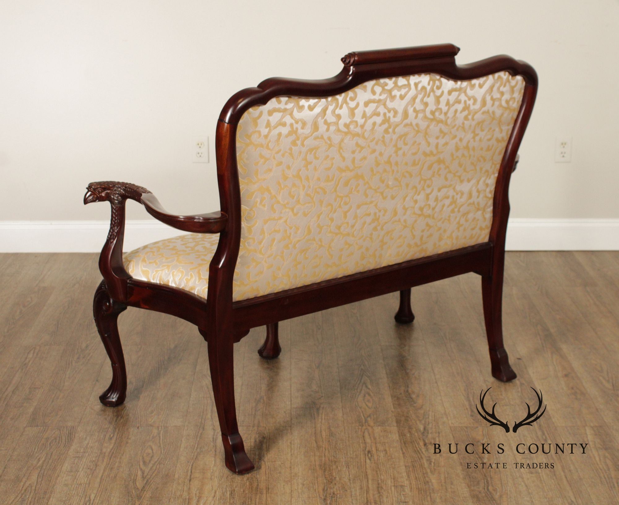 Maitland Smith Georgian Style Carved Mahogany Settee