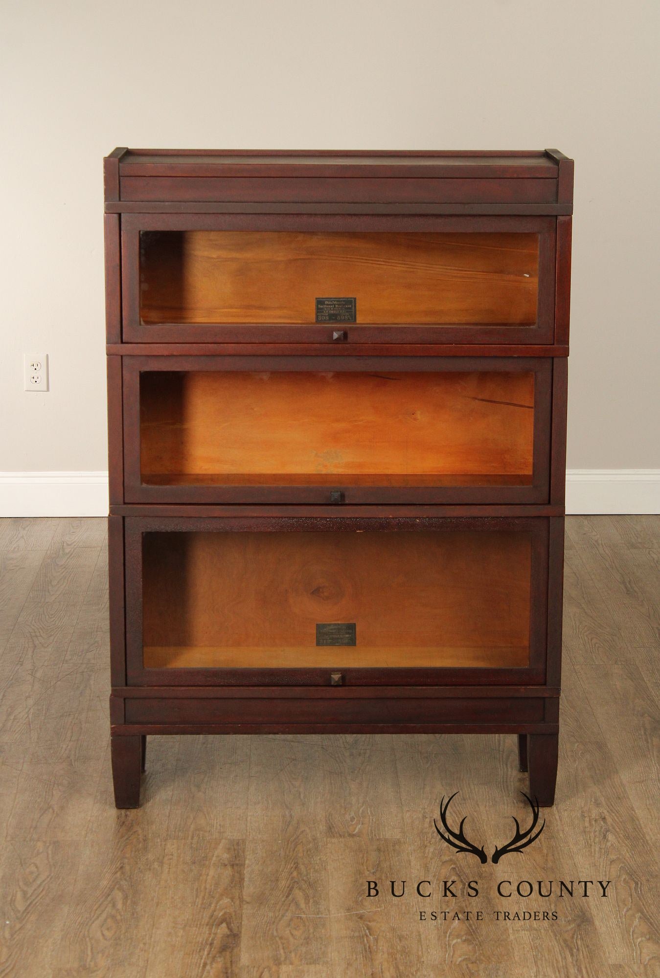 Globe Wernicke Antique Mission Style Mahogany 3 Stack Barrister Bookcase