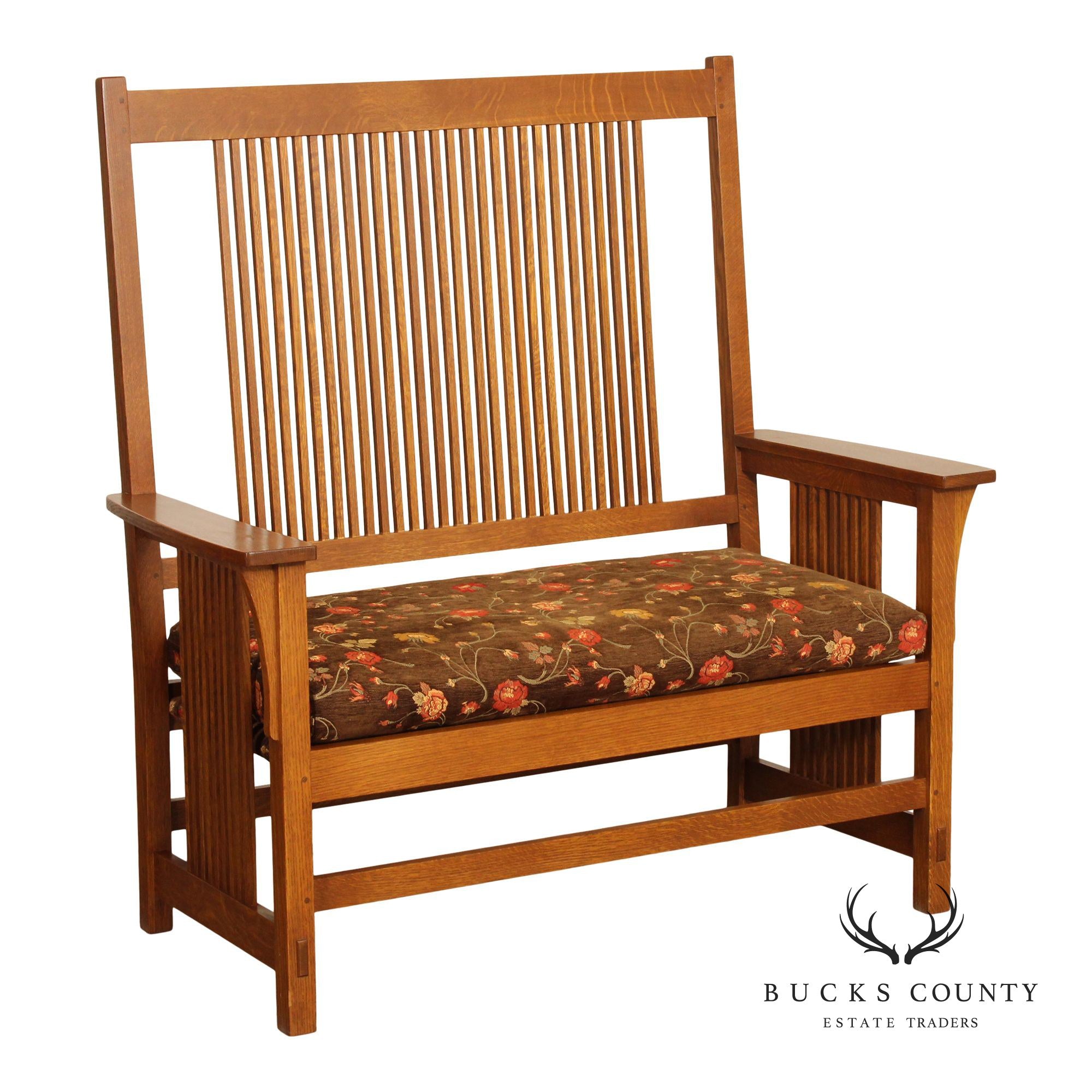 Stickley Mission Collection Oak Spindle Settee