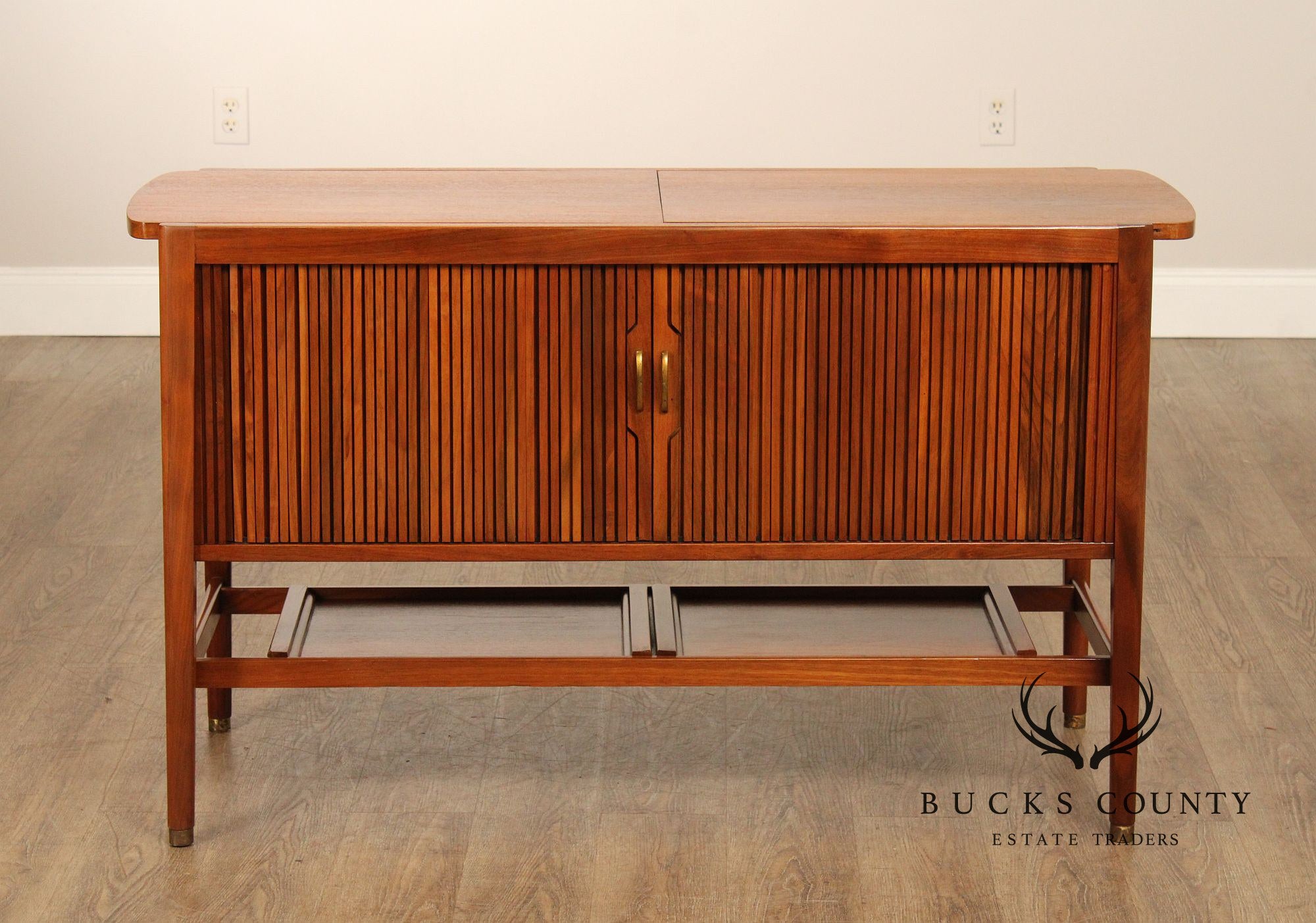 Drexel 'Declaration' Mid Century Modern Walnut Sliding Top Server