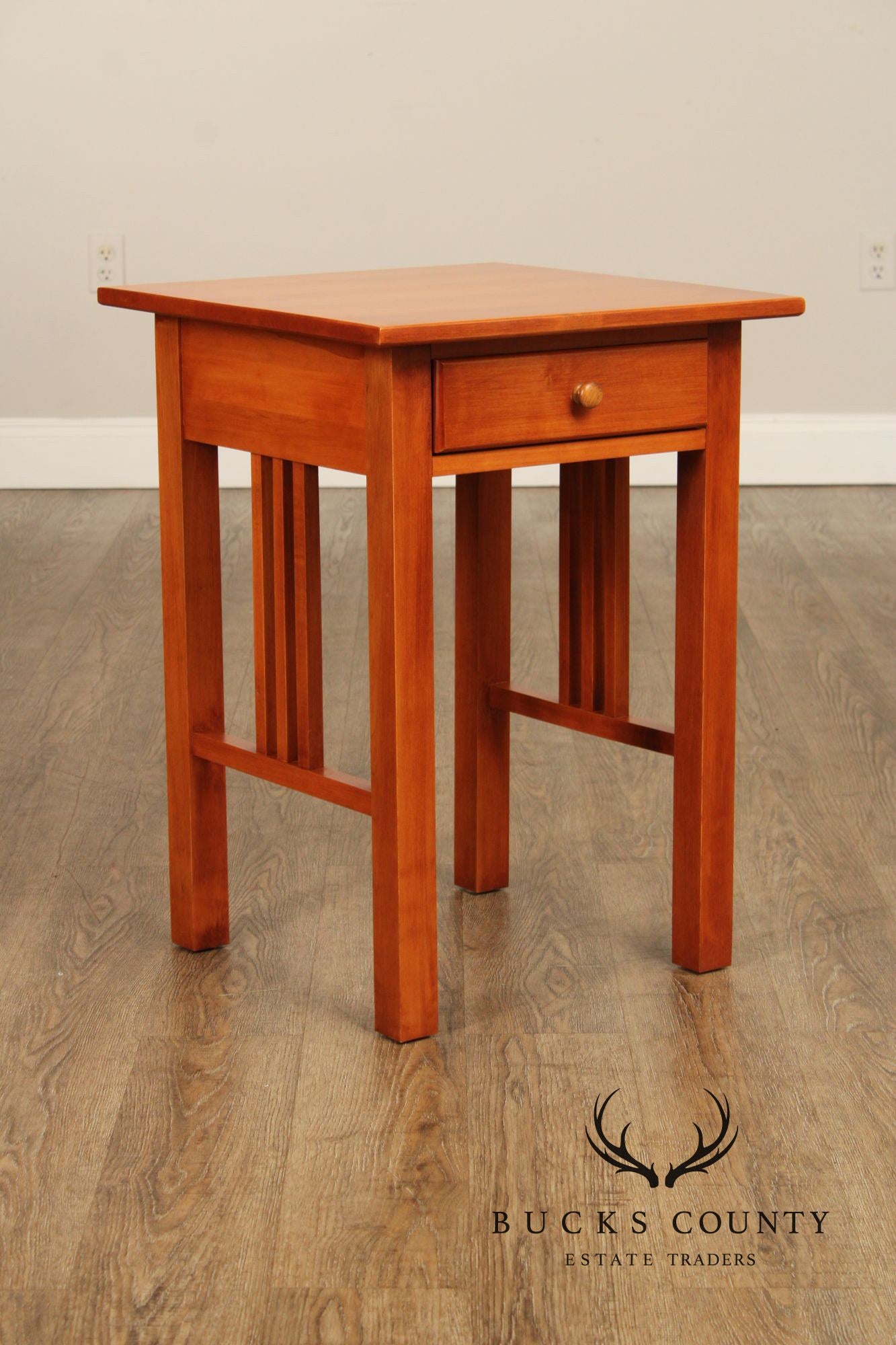 Mission Style Pair of Maple Spindle Nightstands