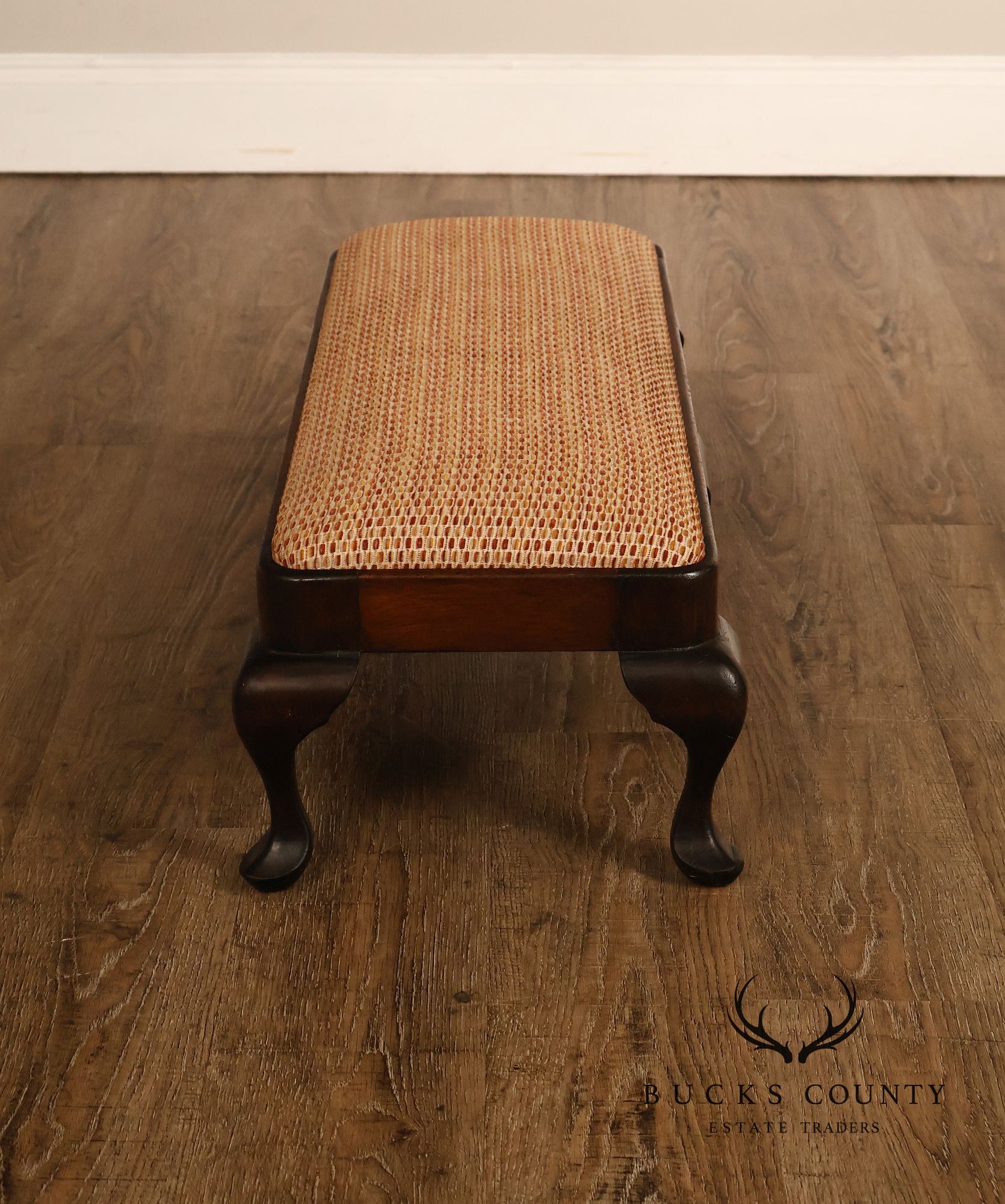 Queen Anne Style Vintage Mahogany Six Leg Footstool