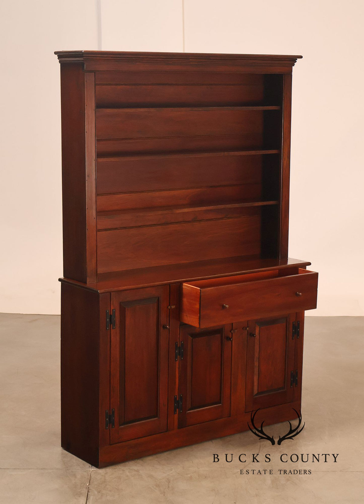 D.R. Dimes Pine Two-Piece Step-Back Cupboard