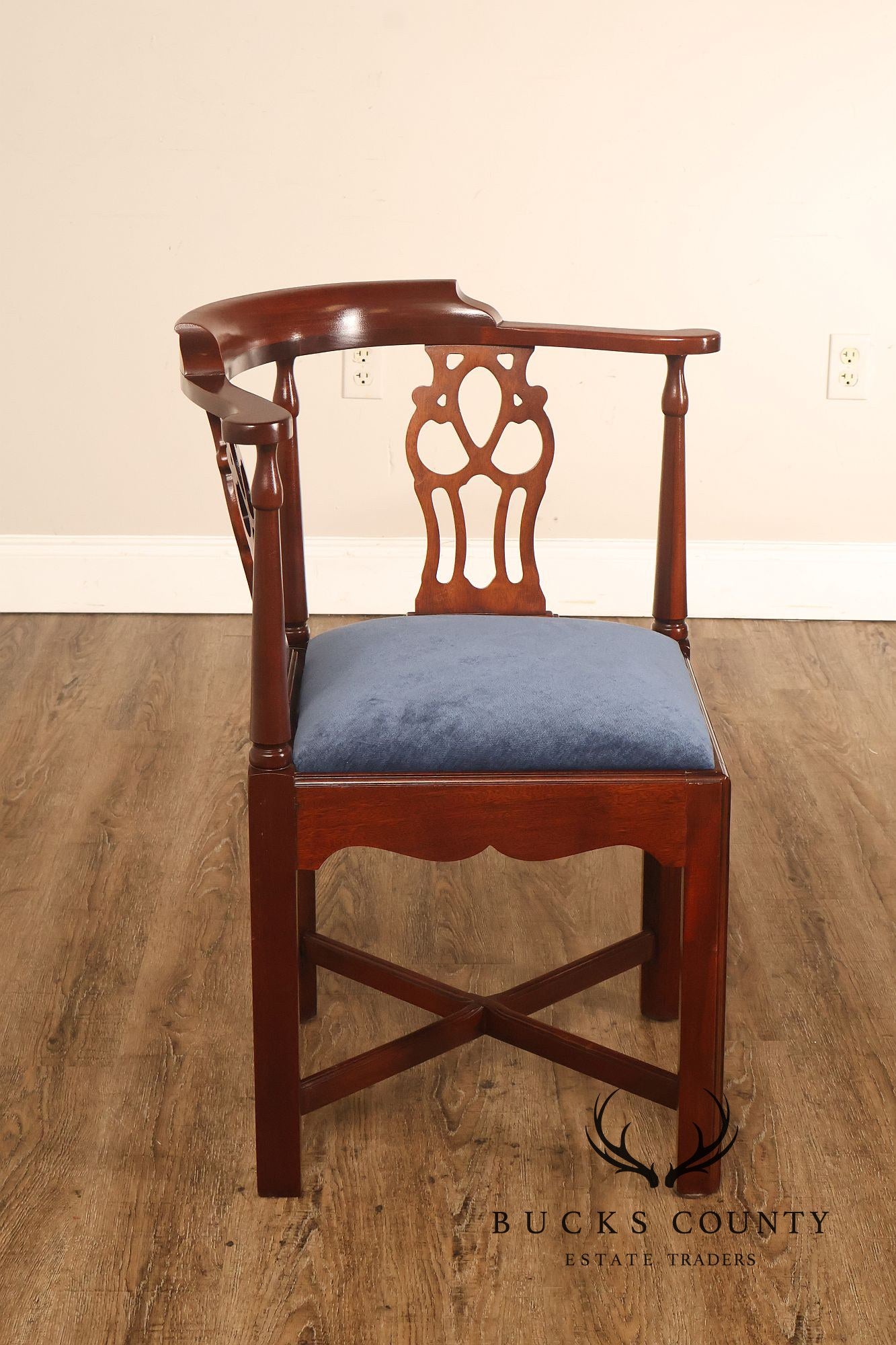 Chippendale Style Solid Mahogany Corner Chair
