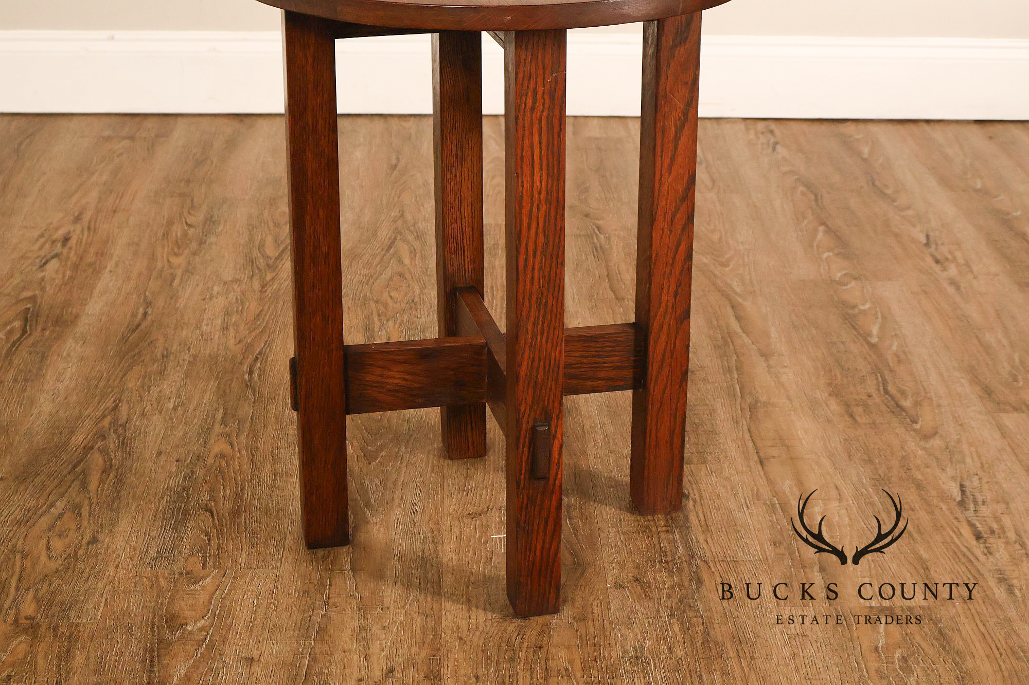 Arts And Crafts Style Round Oak Lamp Table