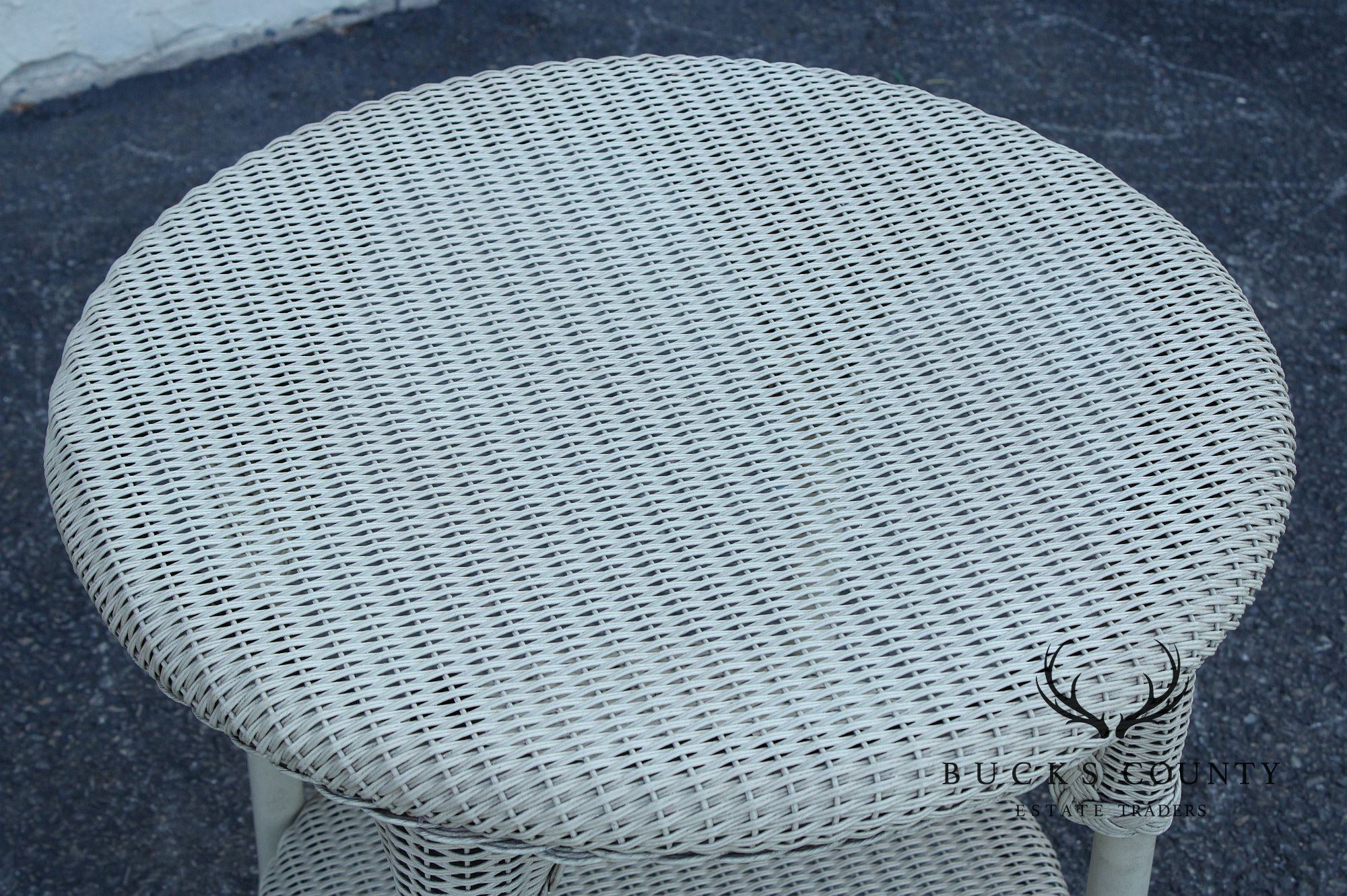Lloyd Flanders Glass Top Wicker Patio Side Table