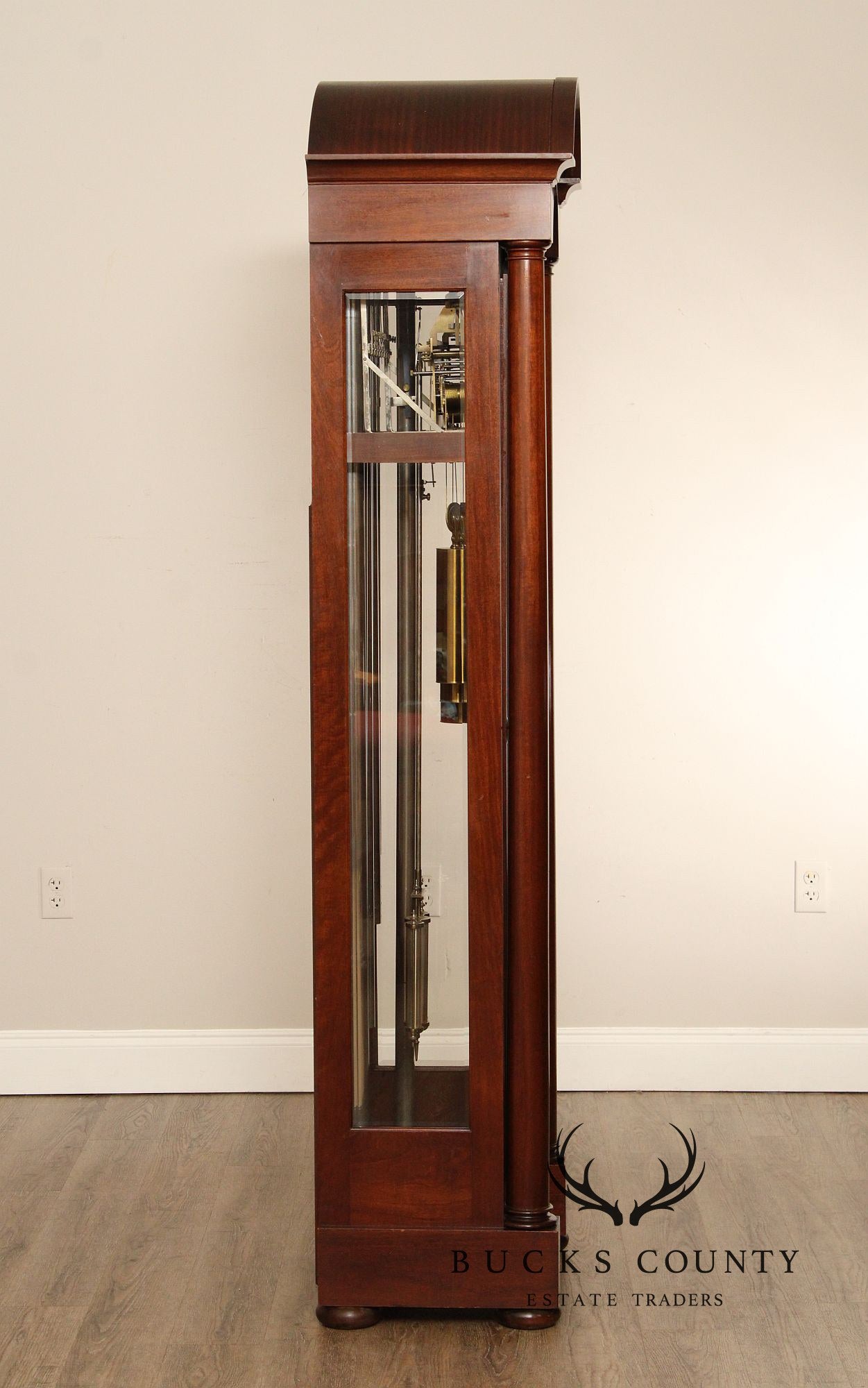 Herschede Antique Mahogany 9 Tube Grandfather Hall Clock