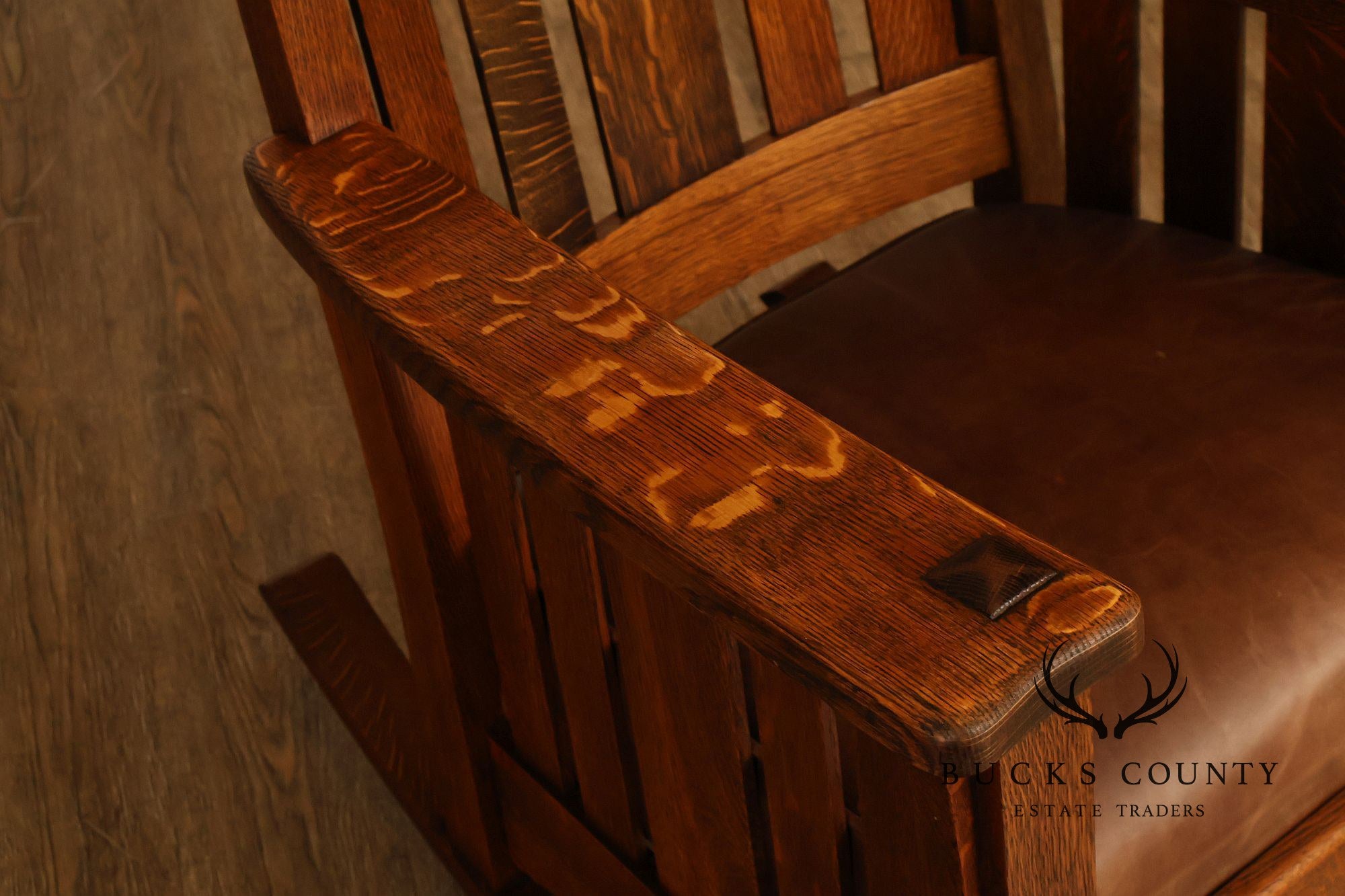 Antique Limbert Arts And Crafts Mission Oak High Back Rocking Chair